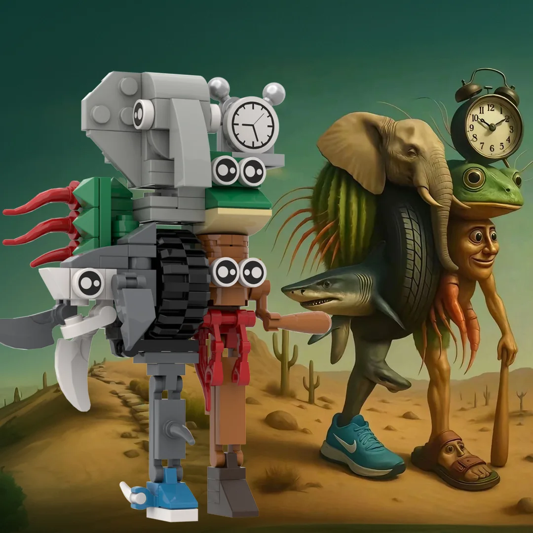 Das Buch der Berge und Meere Abstraktes Gehirnrot MOC Bausteine Affe Krokodil Ninja Ziegel Spielzeug kompatibel mit LEGO Image