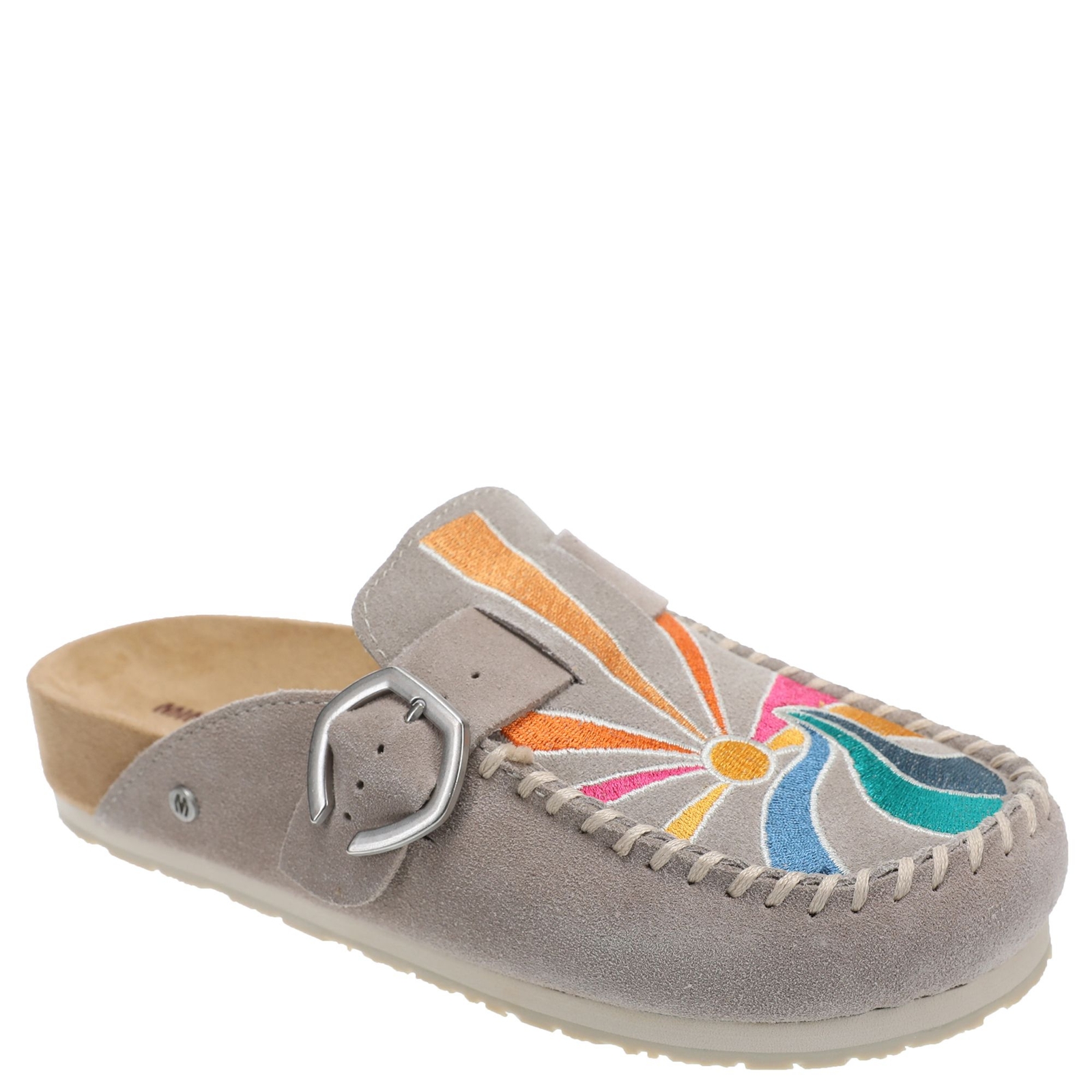 Minnetonka Embroidered Buckle Clog - Womens 11 Tan Slip On Medium