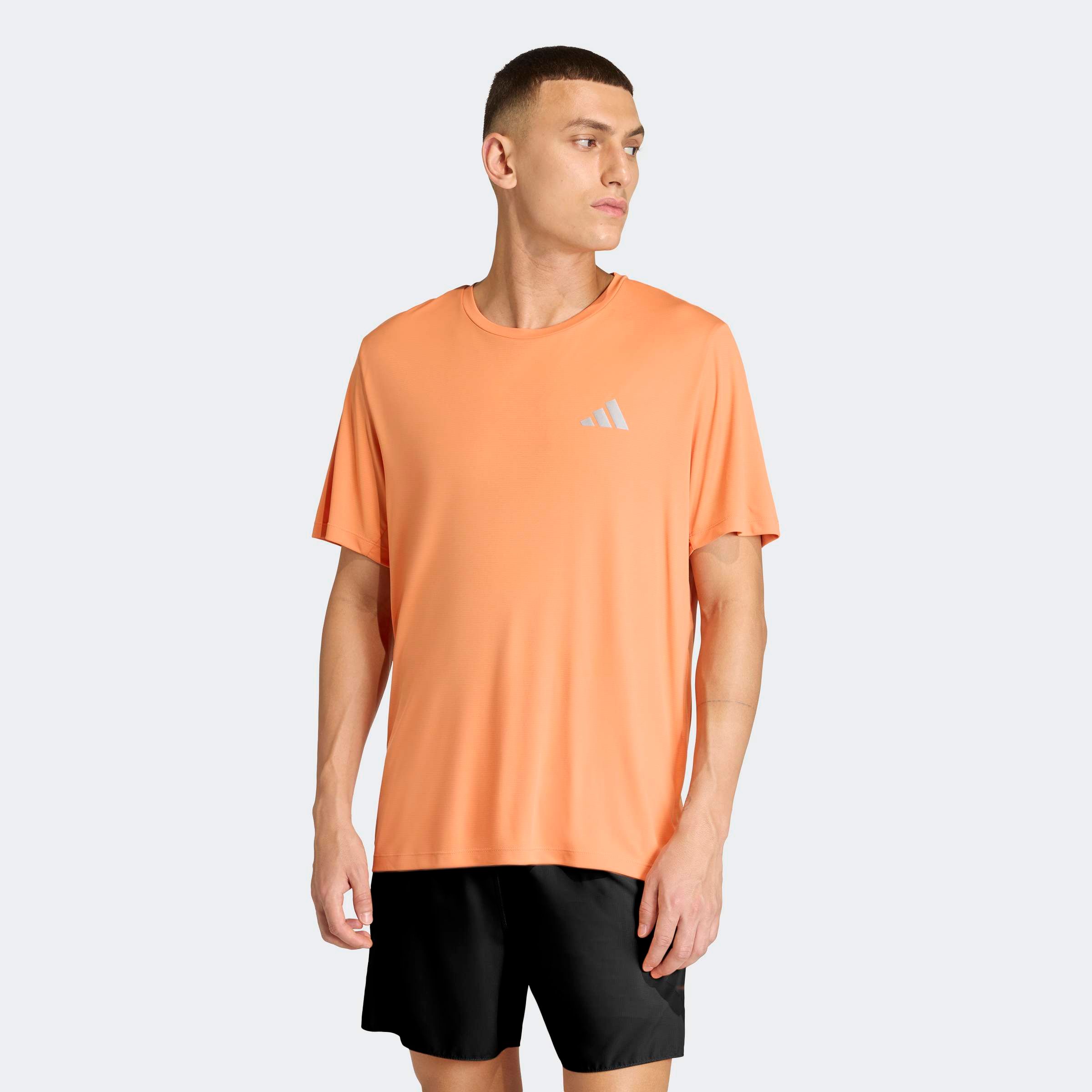 Laufshirt ADIDAS PERFORMANCE "Run Ess Tee M", Herren, Gr. M, dusky orange, Obermaterial: 100% Polyester, Rundhals, Shirts Laufshirt