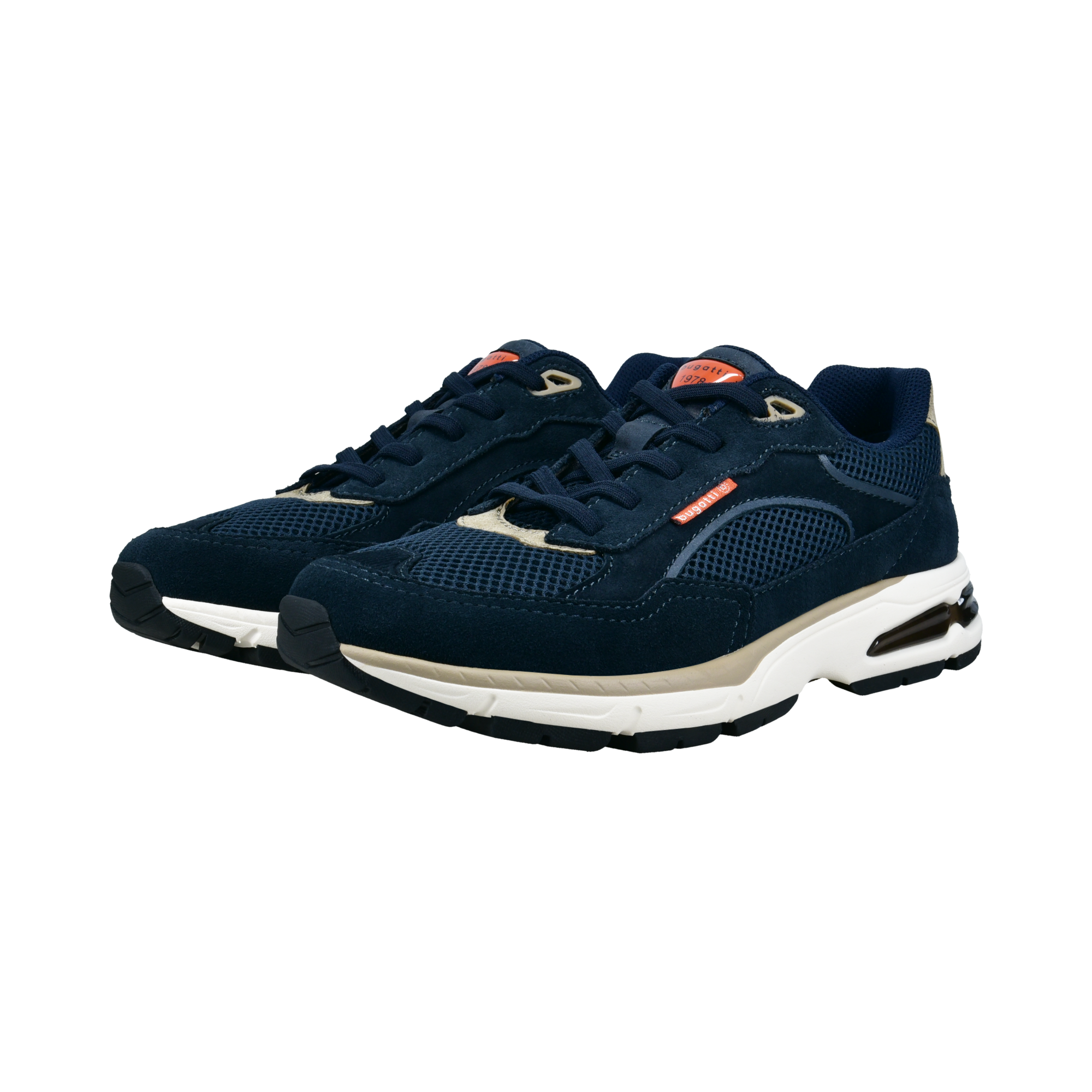 Sneaker BUGATTI, Herren, Gr. 40, dunkelblau, Leder, Textil, Schuhe Sneaker, Freizeitschuh, Halbschuh, Slipper mit Kontrast-Details