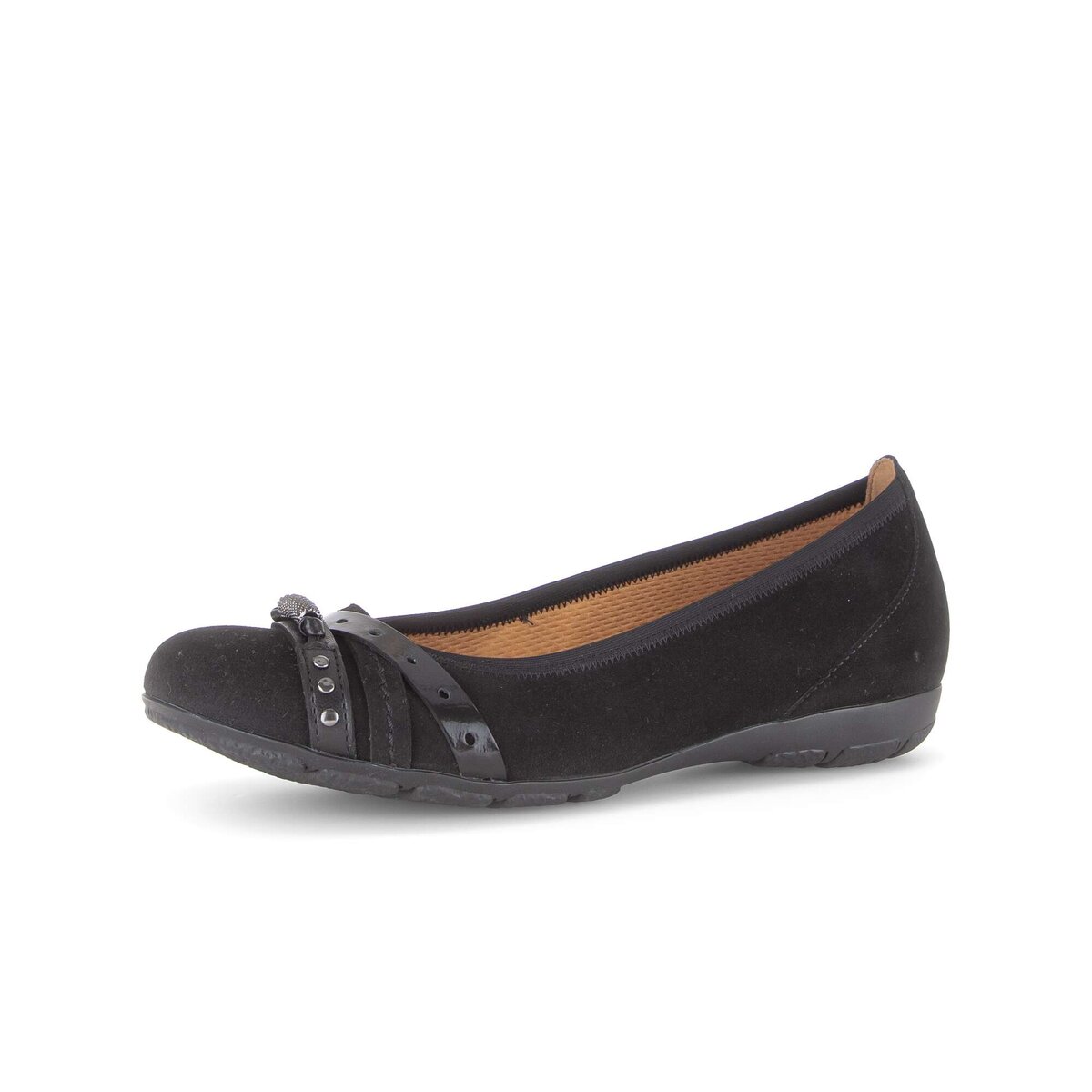 Ballerina GABOR "Eleganter Ballerina Rauleder", Damen, Gr. 37,5, schwarz, Schuhe Ballerina