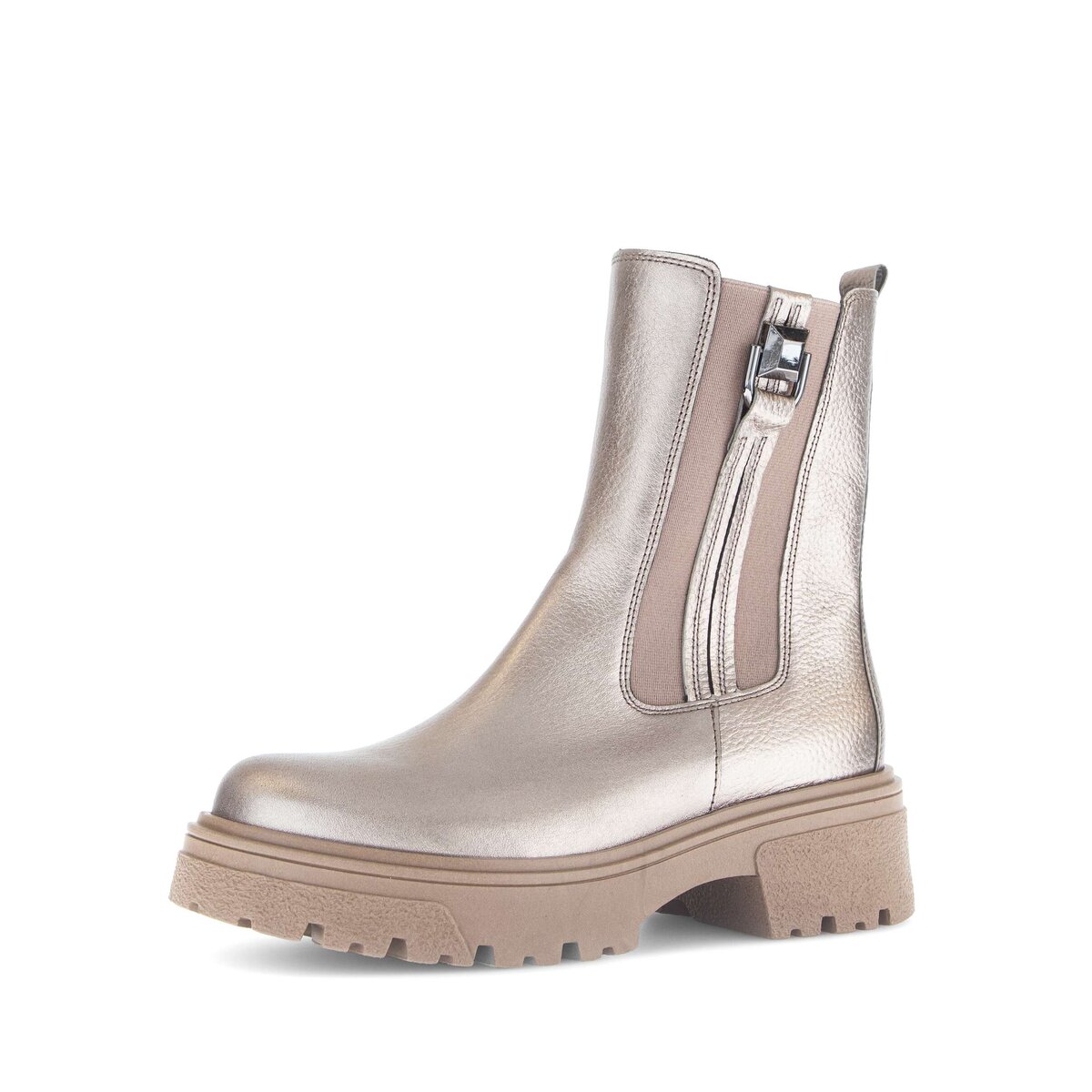 Chelseaboots GABOR "Chelsea Boot Glattleder", Damen, Gr. 41, beige, Schuhe Chelseaboots