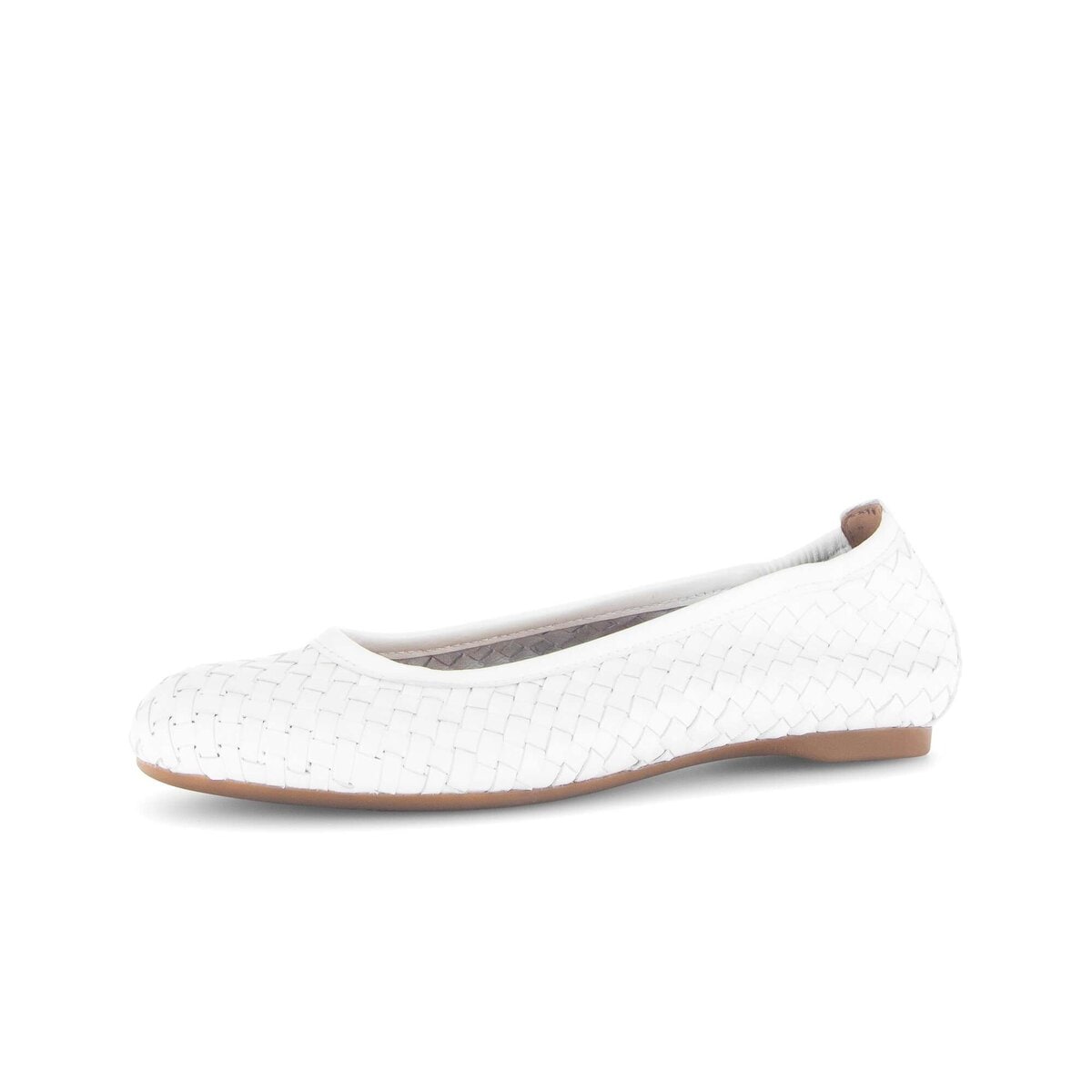 Ballerina GABOR "Eleganter Ballerina Glattleder", Damen, Gr. 40,5, weiß, Schuhe Ballerina