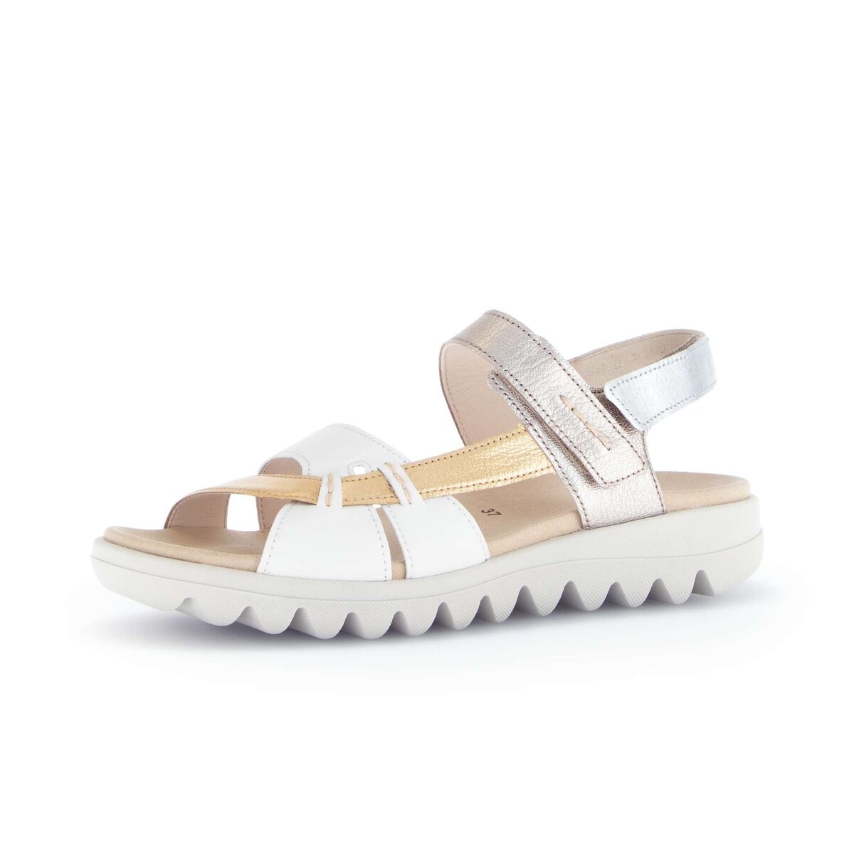 Riemchensandale GABOR "Riemchensandale Effektleder", Damen, Gr. 39, gold, Schuhe Riemchensandale