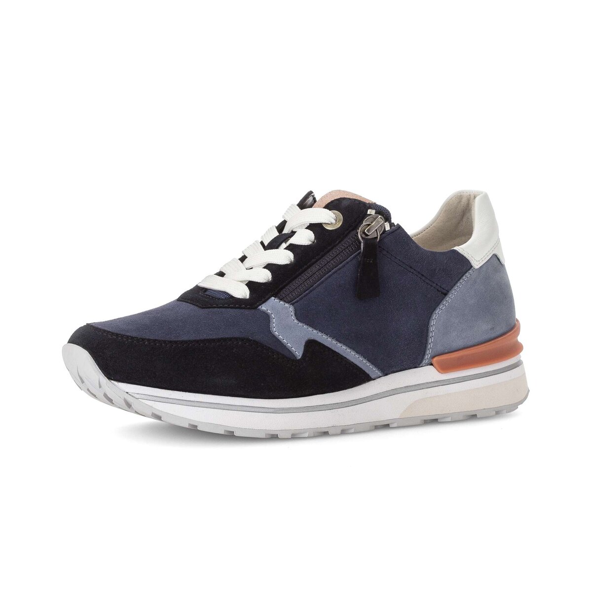 Sneaker GABOR "Sneaker low Materialmix Leder", Damen, Gr. 39, blau, Schuhe Sneaker