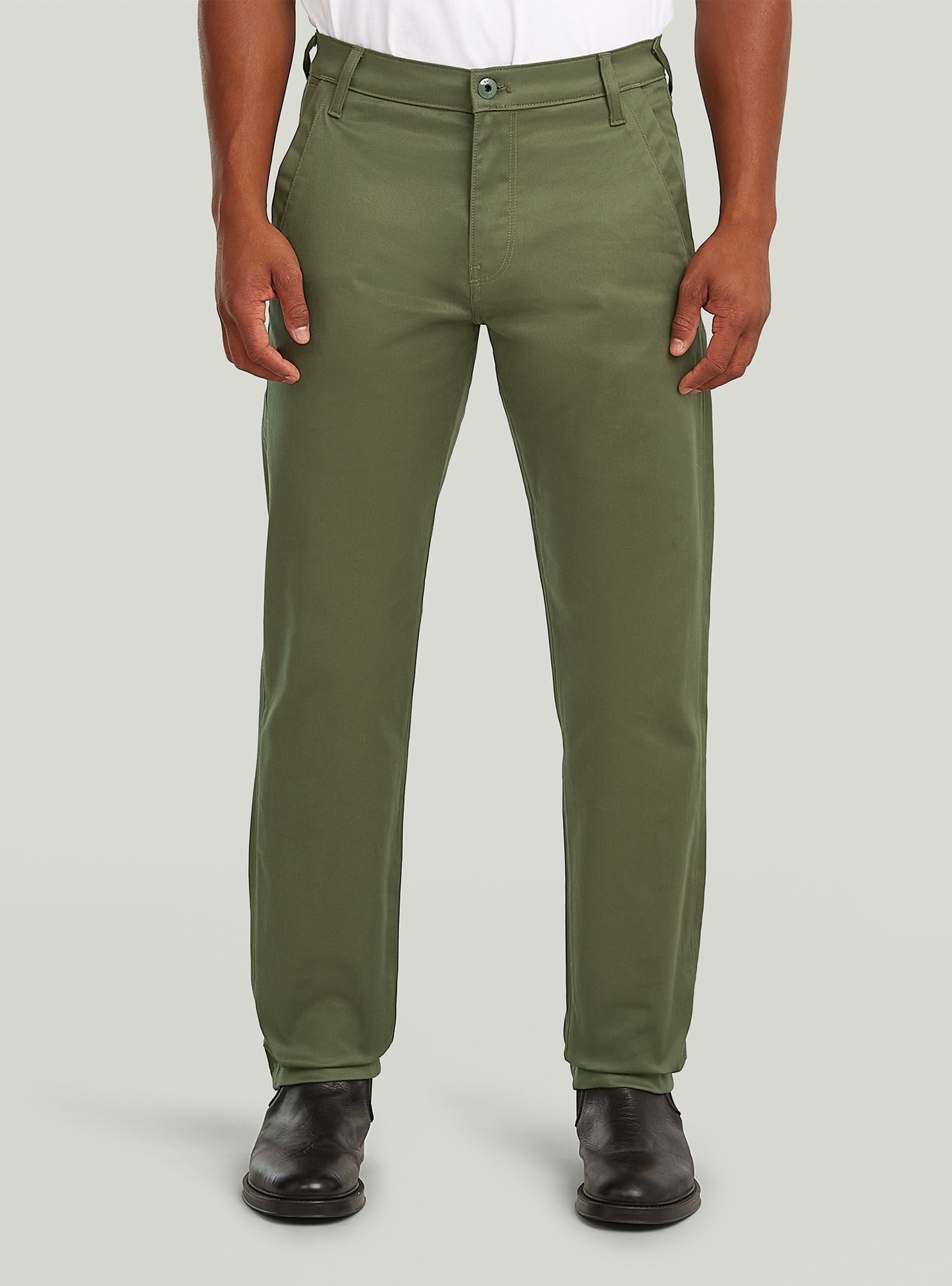 Chinohose G-STAR "Morry Tapered Chino", Herren, Gr. 32, Länge 32, combat, Obermaterial: 50% Baumwolle, 47% Baumwolle, 3% Elasthan, Hosen Chinohose