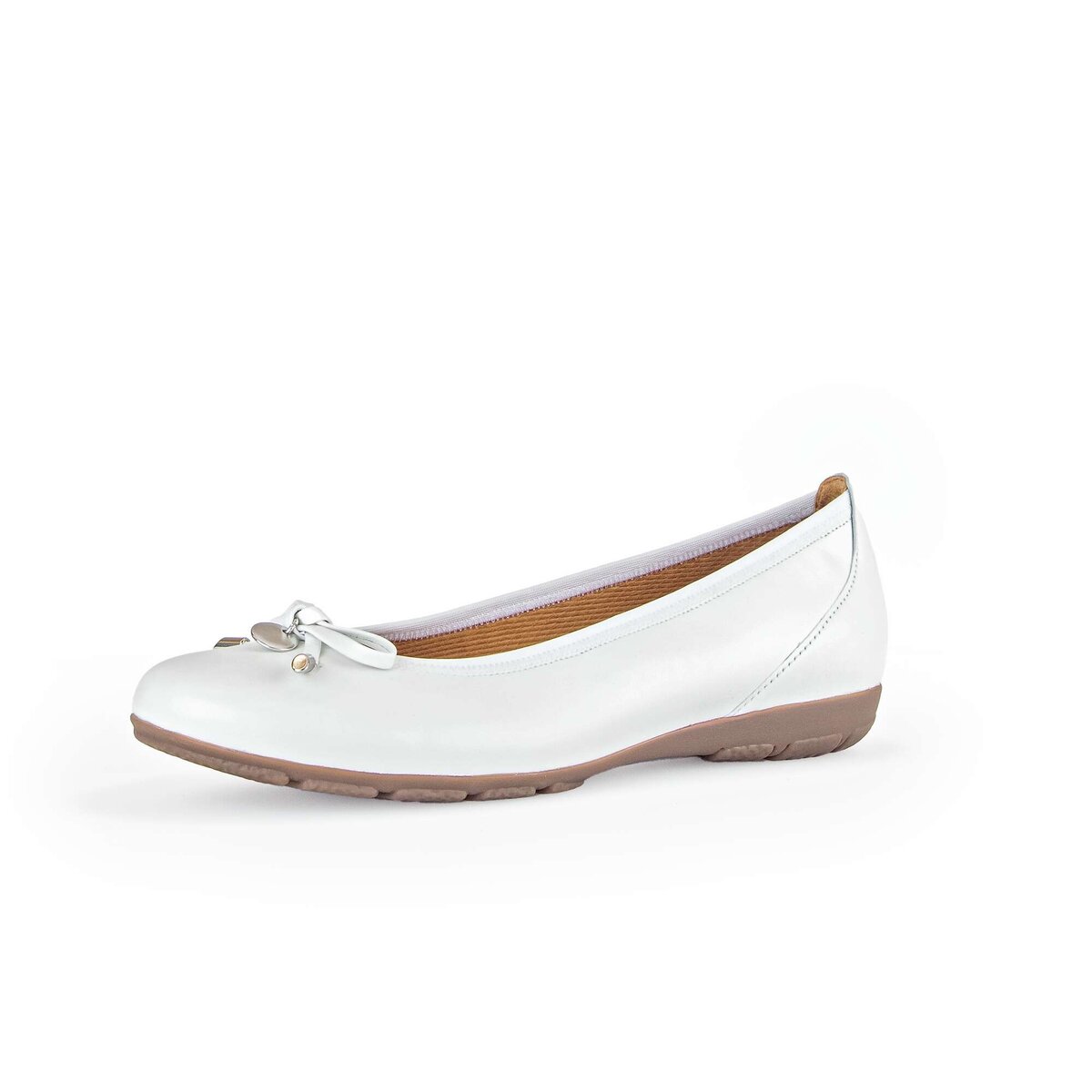 Ballerina GABOR "Sportliche Ballerina Glattleder", Damen, Gr. 43, weiß, Schuhe Ballerina