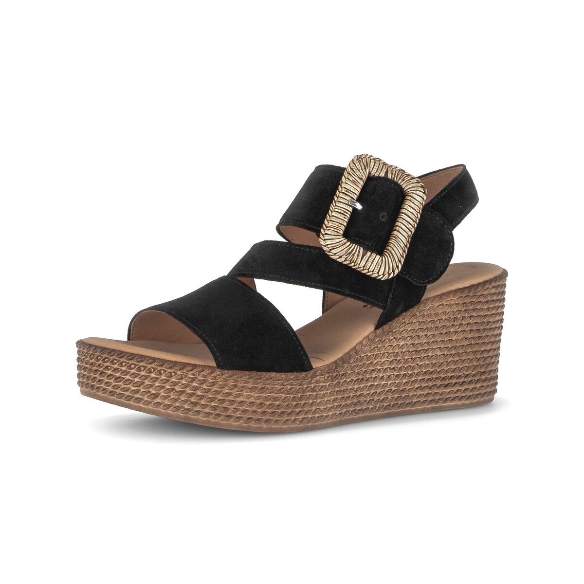 Keilsandalette GABOR "Keilsandalette Rauleder", Damen, Gr. 35,5, schwarz, Schuhe