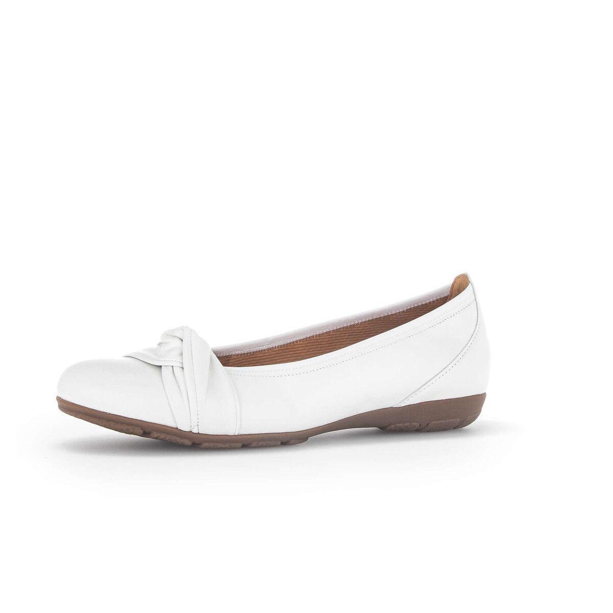 Ballerina GABOR "Sportliche Ballerina Glattleder", Damen, Gr. 37,5, weiß, Schuhe Ballerina