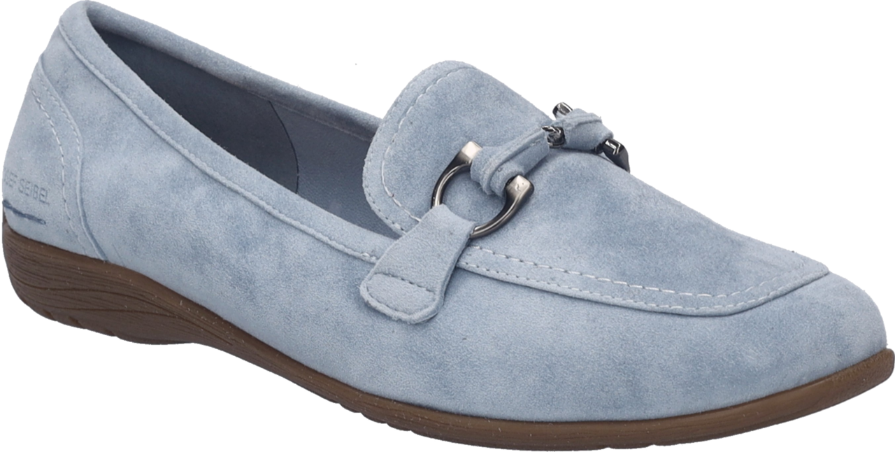 Slipper JOSEF SEIBEL "Fenja 34", Damen, Gr. 42, skyblau, Veloursleder, Schuhe Slipper, Schlupfschuh, Businessschuh, Komfortschuh in Weite G (=weit)