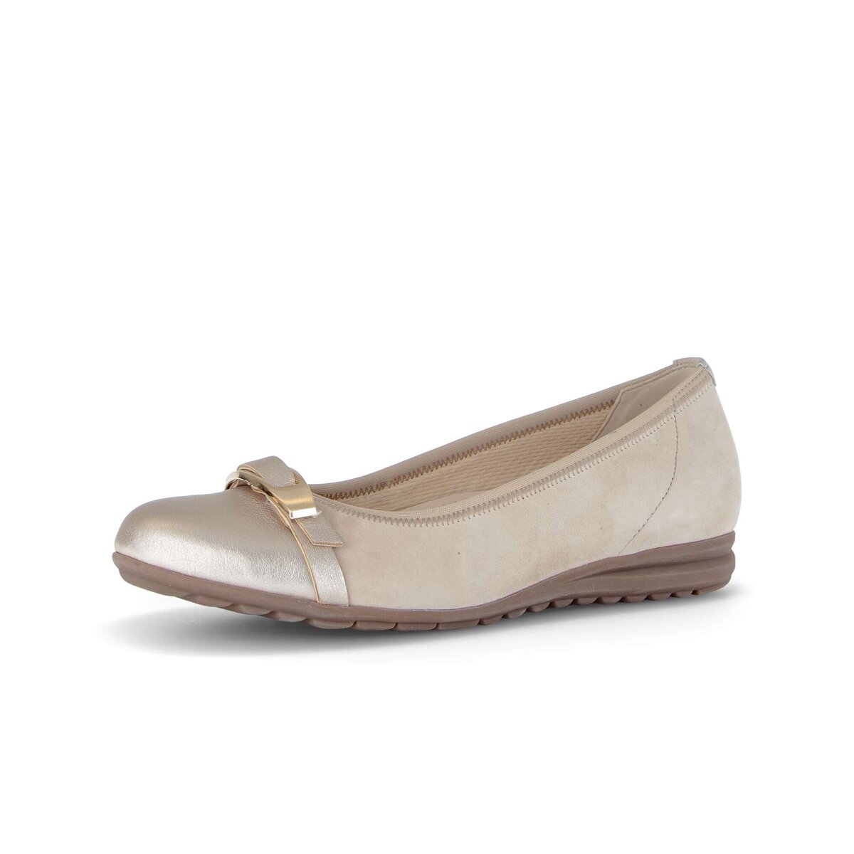 Ballerina GABOR "Eleganter Ballerina Rauleder", Damen, Gr. 37, beige, Schuhe Ballerina
