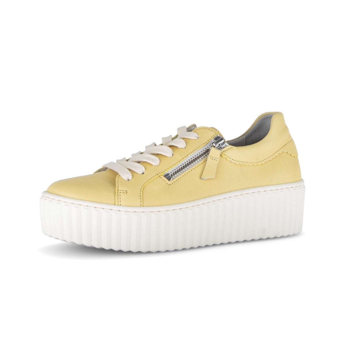 Sneaker GABOR "Sneaker low Glattleder", Damen, Gr. 38, gelb, Schuhe Sneaker