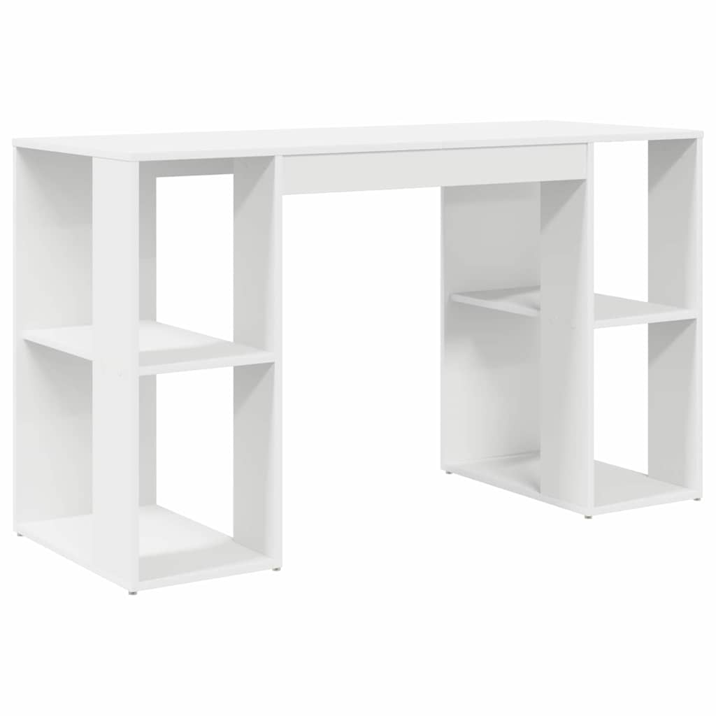 vidaXL Schreibtisch mit Regal Weiß 130 x 50,5 x 75 cm Holzwerkstoff Image
