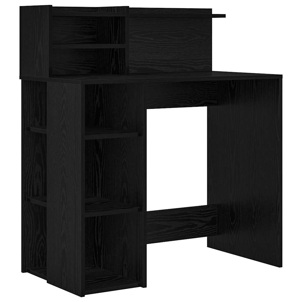 vidaXL Schreibtisch mit Regal Schwarz Eichen-Optik 90 x 48 x 101,5 cm Image