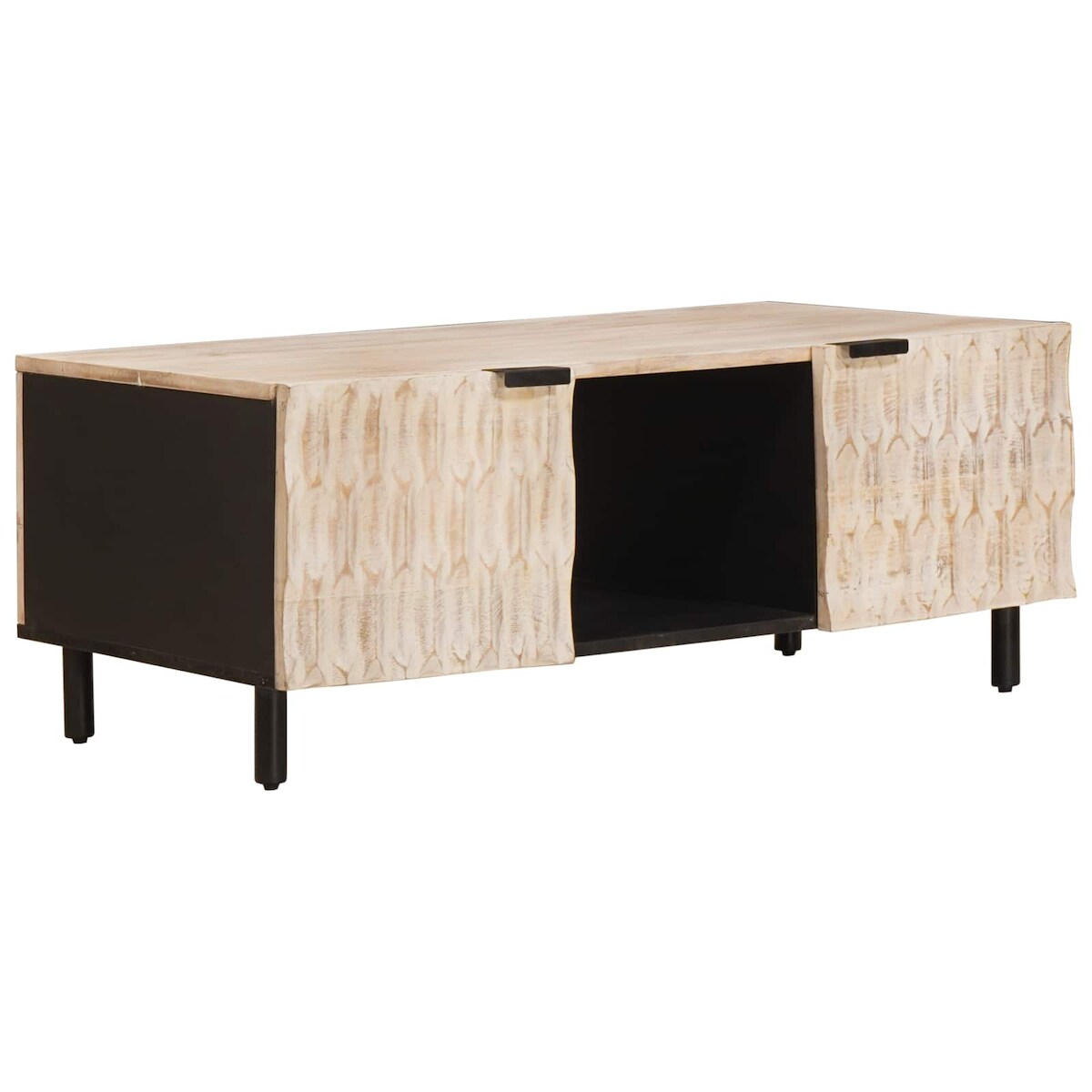vidaXL Couchtisch Weiß 100 x 54 x 40 cm Massivholz Mango Image