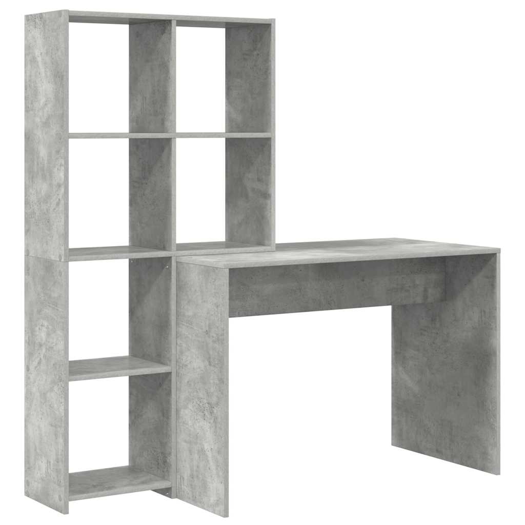 vidaXL Schreibtisch Beton Grau 138,5 x 55 x 143 cm Holzwerkstoff Image