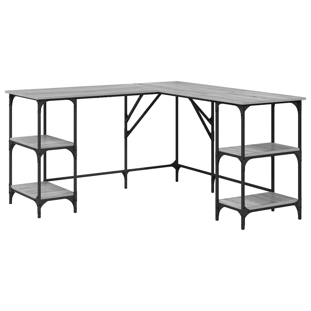 vidaXL Schreibtisch Grau Sonoma 139x139x75 cm Holzwerkstoff Image