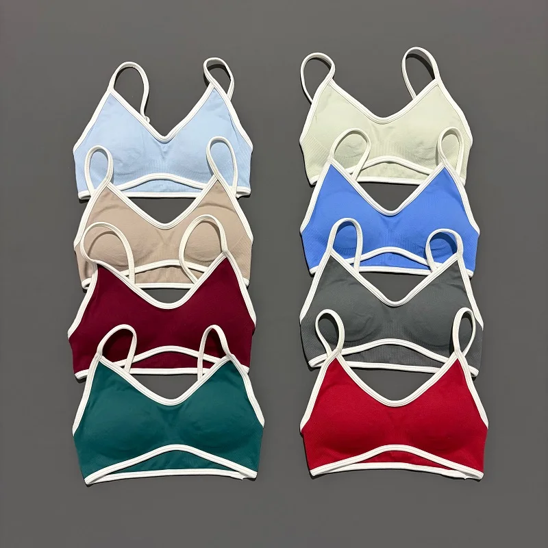 HISTELLO soutien-gorge de sport femmes Sexy sous-vêtements tricotés contraste soutien-gorge haut sans couture vêtements de Yoga course vêtements de sport entraînement soutien-gorge de gymnastique