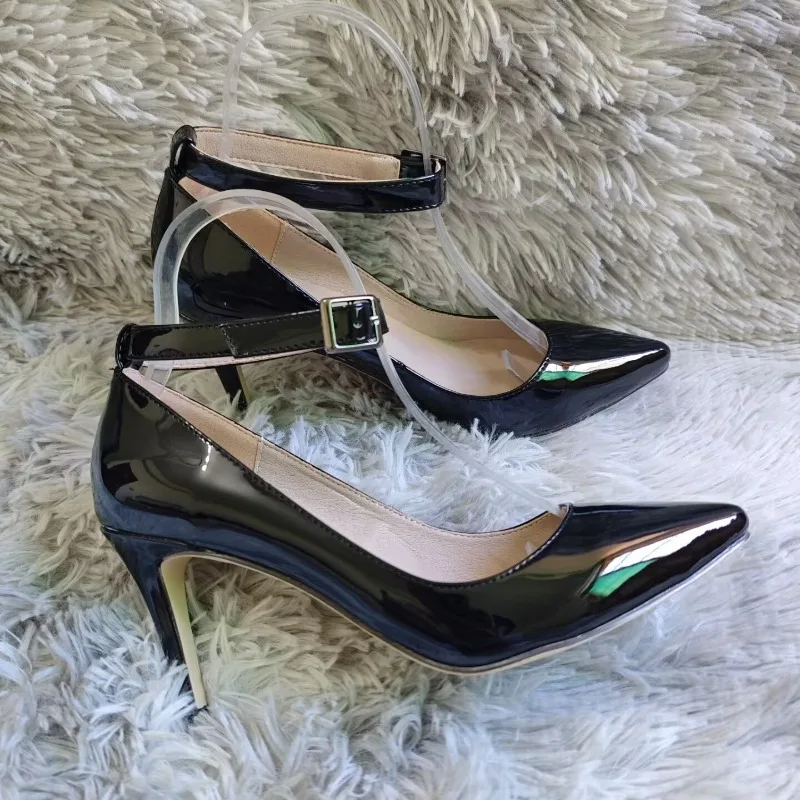 Women Pumps Stilettos Spring Brand Design Sexy Pointed Toes 8cm Mid High Heels Classic Office Black Red Dress Wedding Shoes