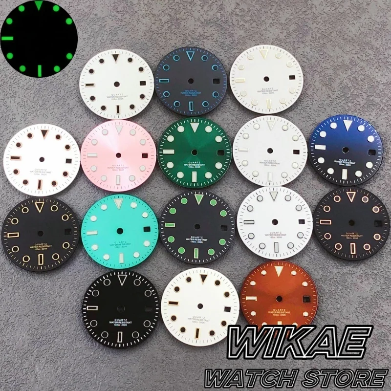 29 mm Sunburst Matte Glossy SUB Zifferblatt Schwarz Weiß Blau Grün Rosa Zifferblatt Leuchtende Passform RONDA 515 Quarzwerk Uhrenteile Image