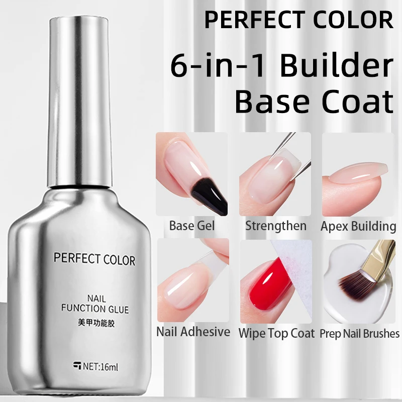 PERFEKTER FARB-Gel-Decklack, 16 ml, 6-in-1-Basislack zur Stärkung des Apex-Gebäudes, langlebige Maniküre für zerbrechliche Nägel Image
