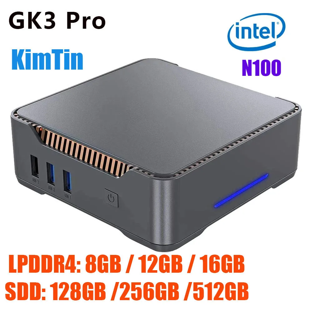 Ordinateur de jeu GK3 Pro Mini PC, Intel Celeron N100, 16 Go, 512 Go, Windows 11 Pro, 4K, 60Hz, HDMI, VGA, P1, 11, 8 Go, 128 Go, Linux