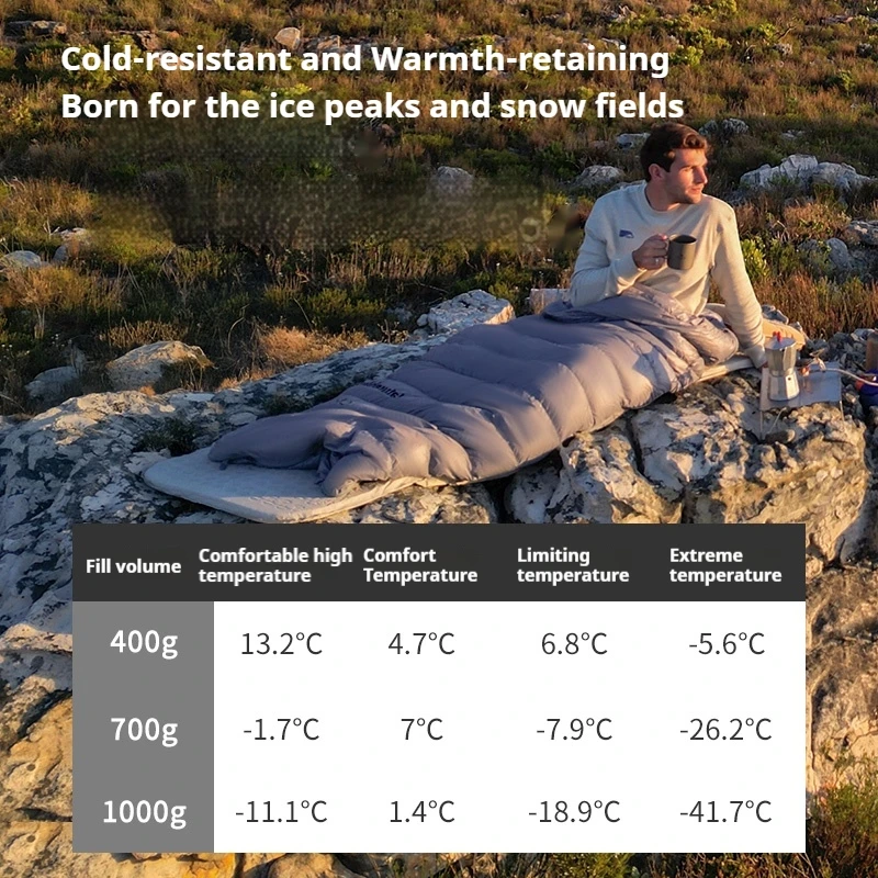 Naturehike Ultraleichter, tragbarer High-Loft-Schlafsack aus Entendaunen – für Erwachsene, verdickt, kältebeständig, für Winter-Outdoor-Camping Image