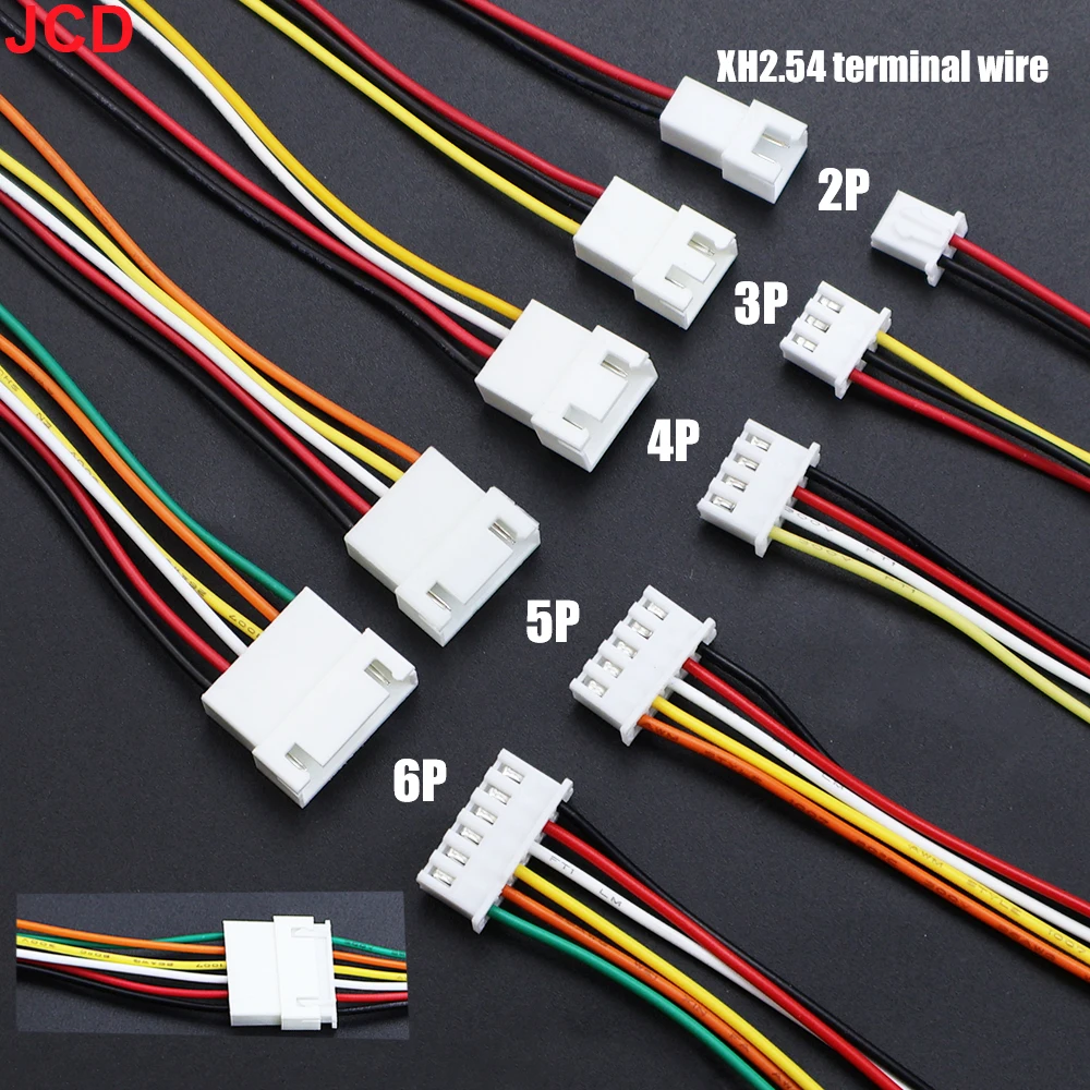JCD 10 paia Micro JST XH 2.54 2P 3P 4P 5P 6PIN Maschio Femmina Connettore Passo 2.54mm Con Cavo Cavo di Ricarica Della Batteria