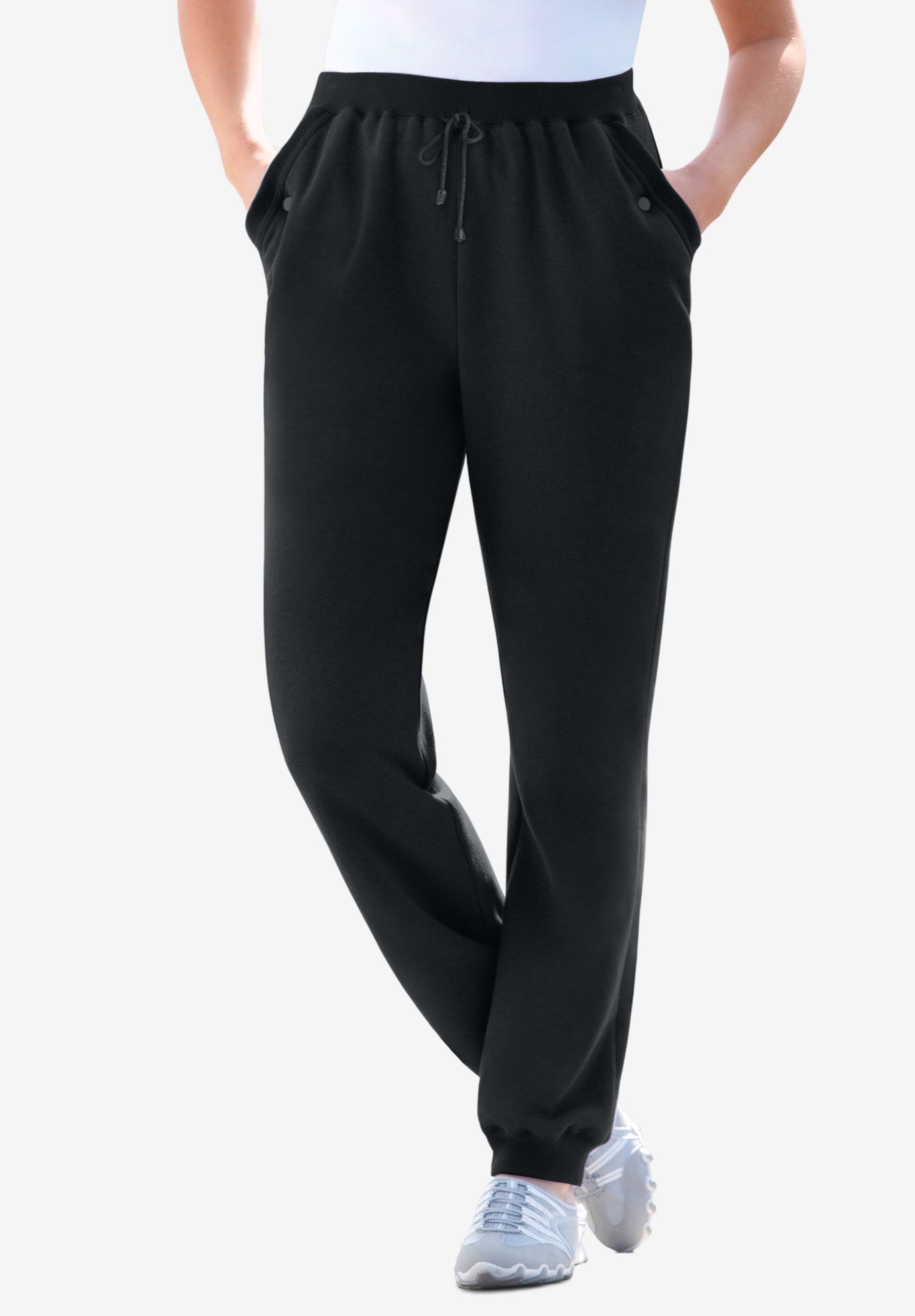 Plus Size Women's Better-Fleece Pull-On Jogger Sweatpants by Woman Within in Black (Size S)