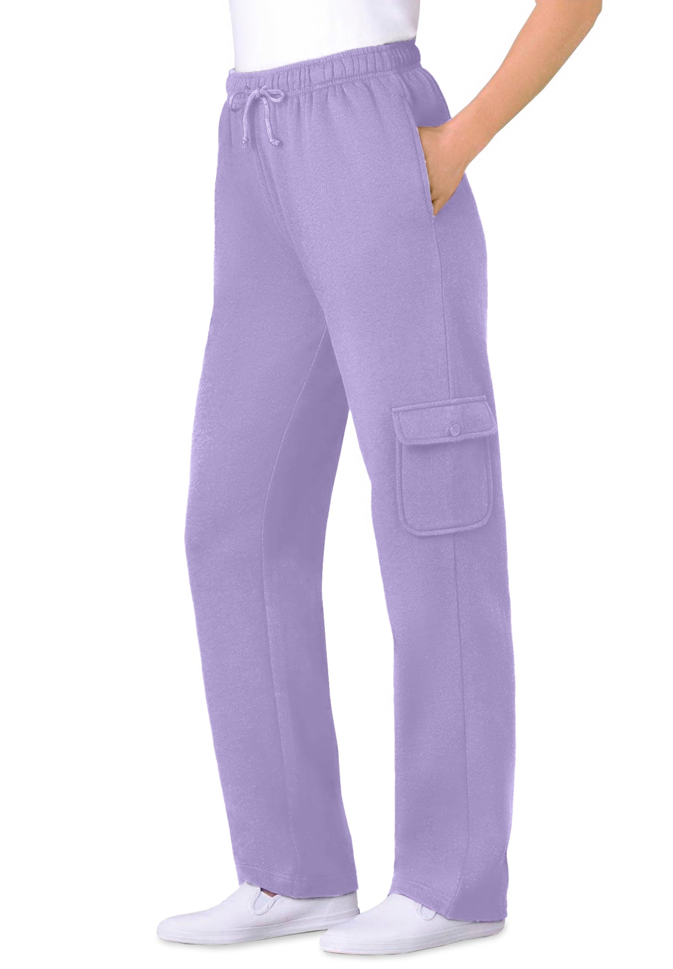 Plus Size Women's Better-Fleece Pull-On Cargo Sweatpants by Woman Within in Soft Iris (Size 5X)