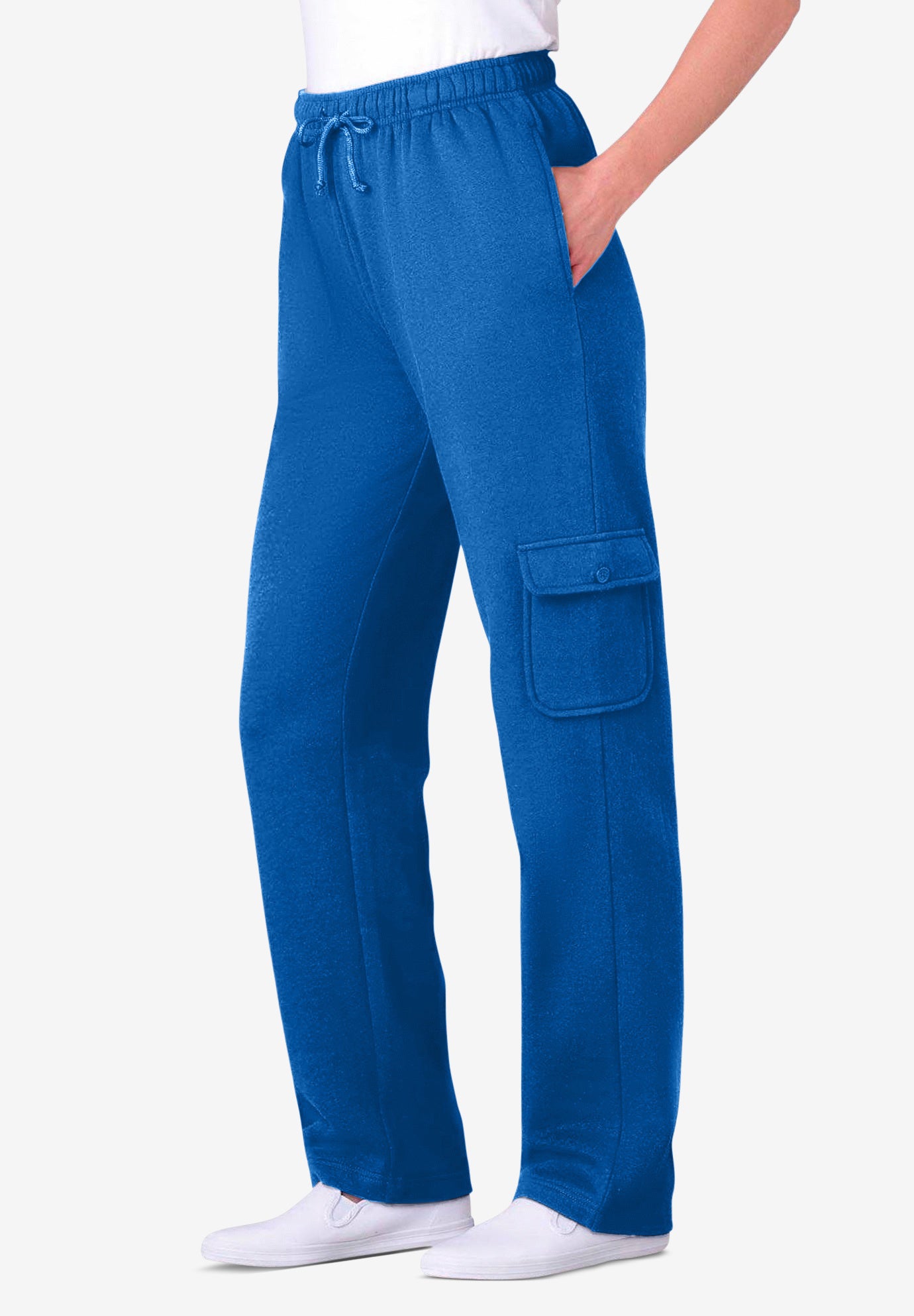 Plus Size Women's Better-Fleece Pull-On Cargo Sweatpants by Woman Within in Bright Cobalt (Size S)