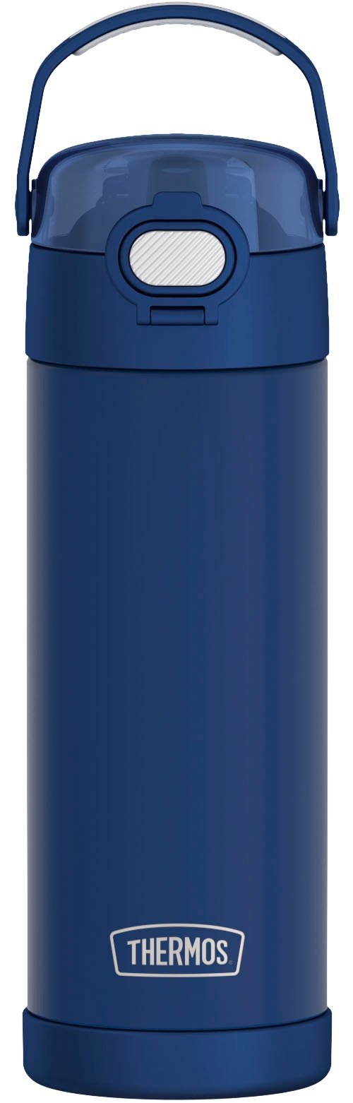 Isolierflasche THERMOS "FUNTAINER Water Bottle, doppelwandiger Edelstahl, spülmaschinenfest", navy, H:21,6cm, Edelstahl, Kunststoff, Silikon, Trinkflaschen, Isolierflasche, 0,47l, 12h kalt, mit dichschließendem Push Button Lid