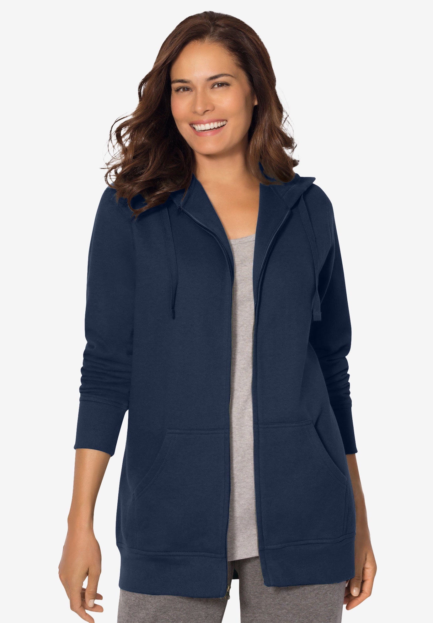 Plus Size Women's Better Fleece Zip-Front Hoodie by Woman Within in Navy (Size S)