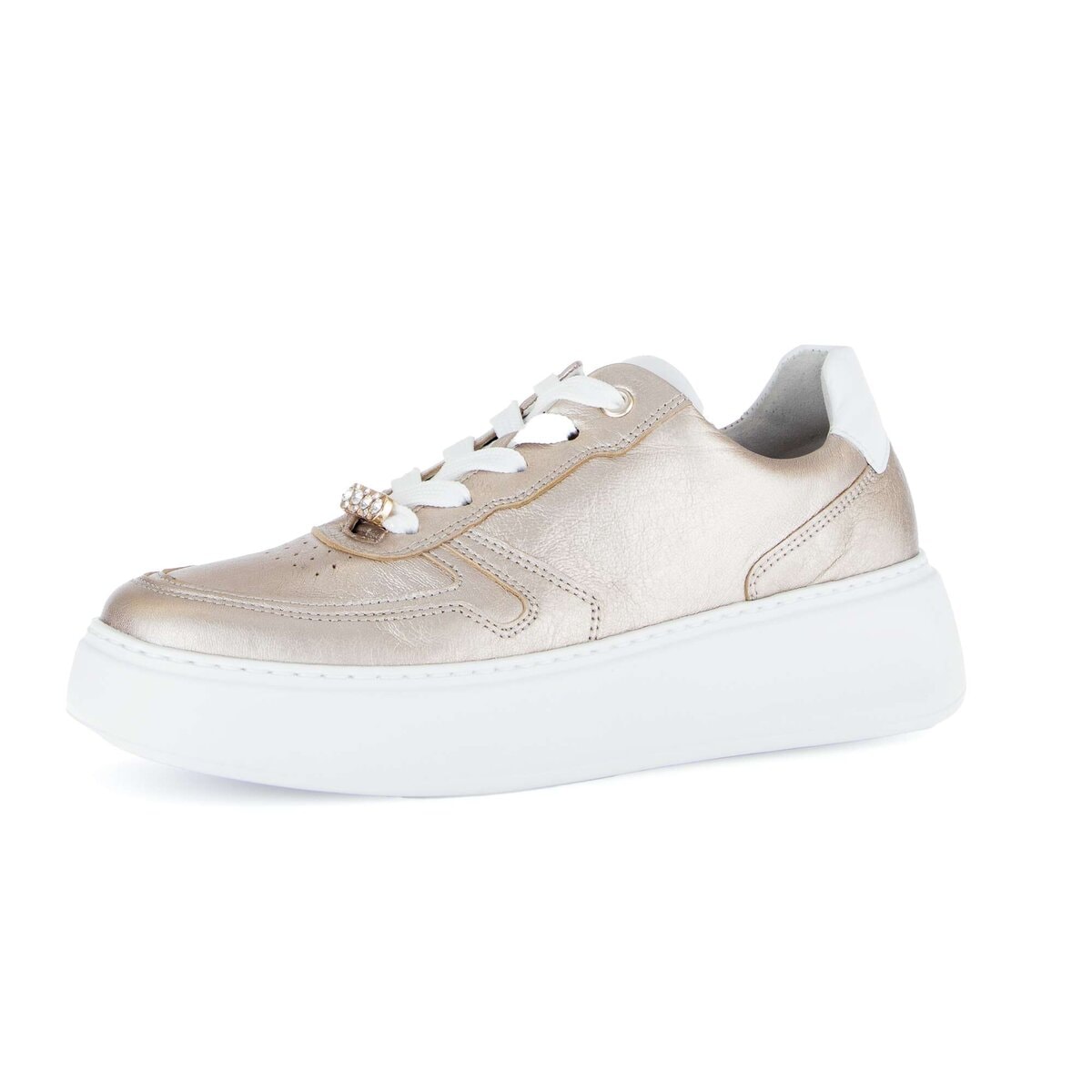 Sneaker GABOR "Sneaker low Materialmix Leder", Damen, Gr. 35,5, gold, Schuhe Sneaker