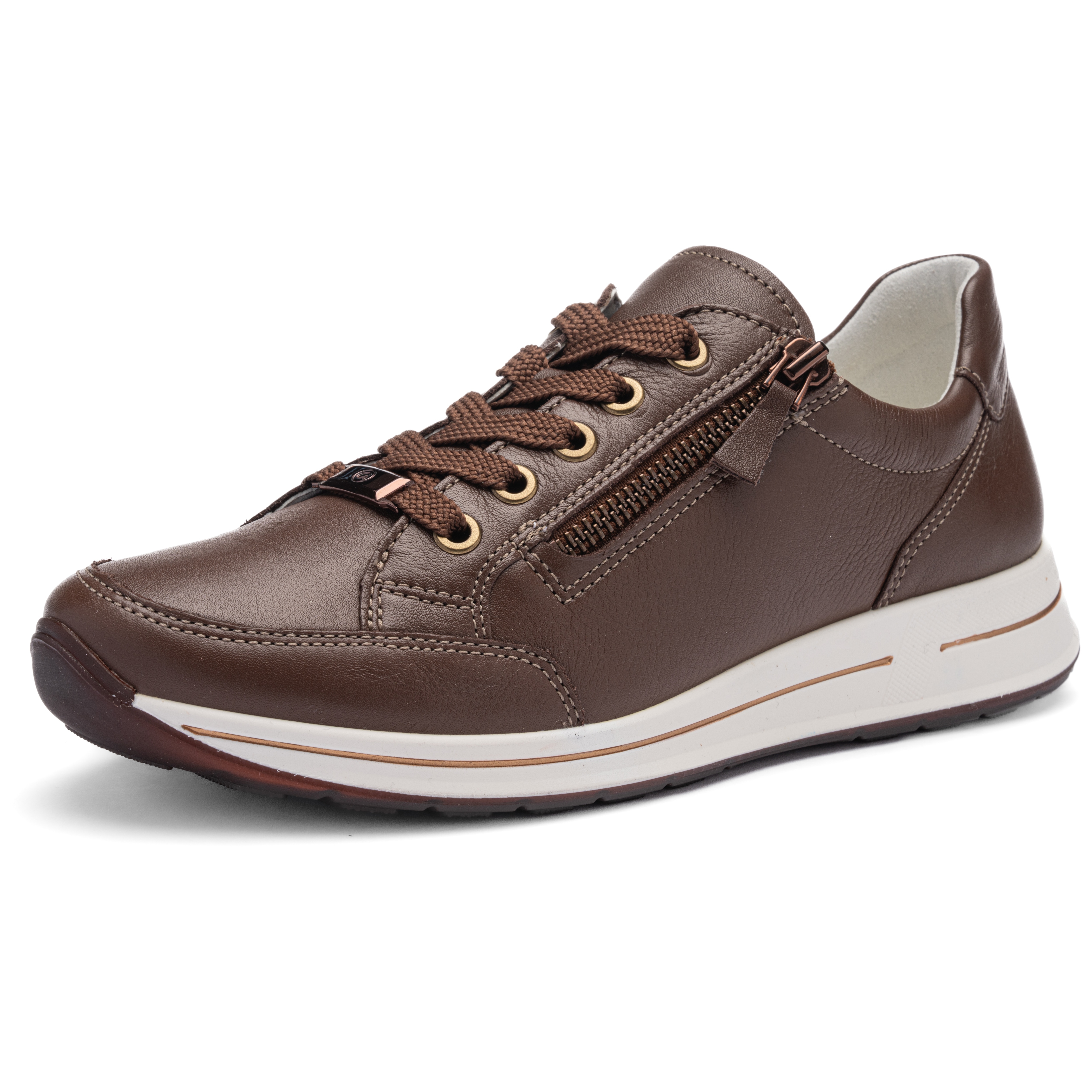 Keilsneaker ARA "OSAKA", Damen, Gr. 5 (38), mokka, Glattleder, unifarben, Schuhe, Freizeitschuh, Halbschuh, Schnürer in Komfortweite H (=sehr weit)