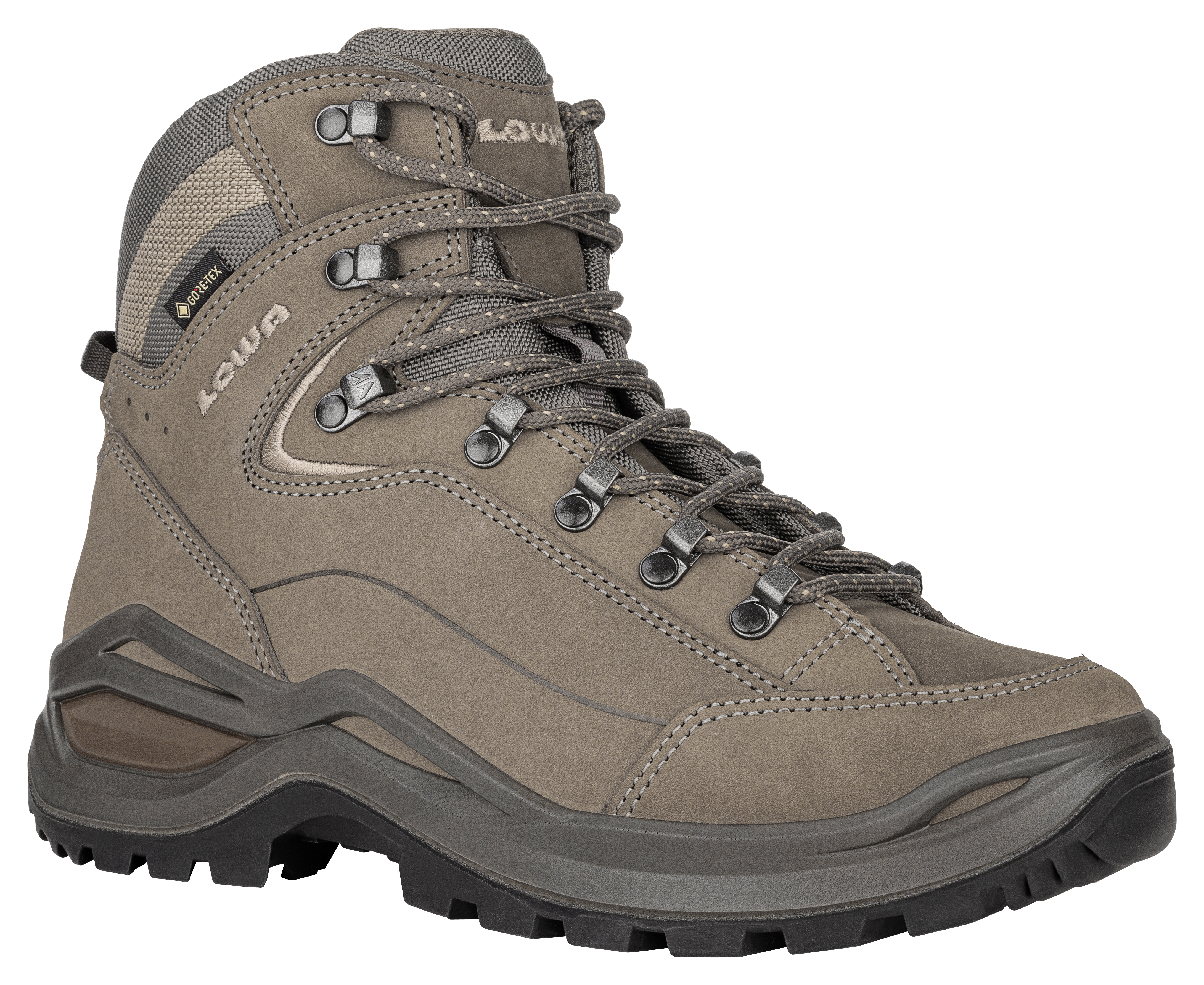 Wanderschuh LOWA "RENEGADE EVO GTX MID WS", Damen, Gr. 37,5, stein, Leder, Schuhe Wanderschuh, wasserdicht, winddicht,atmungsaktiv dank GORE-TEX Membrane