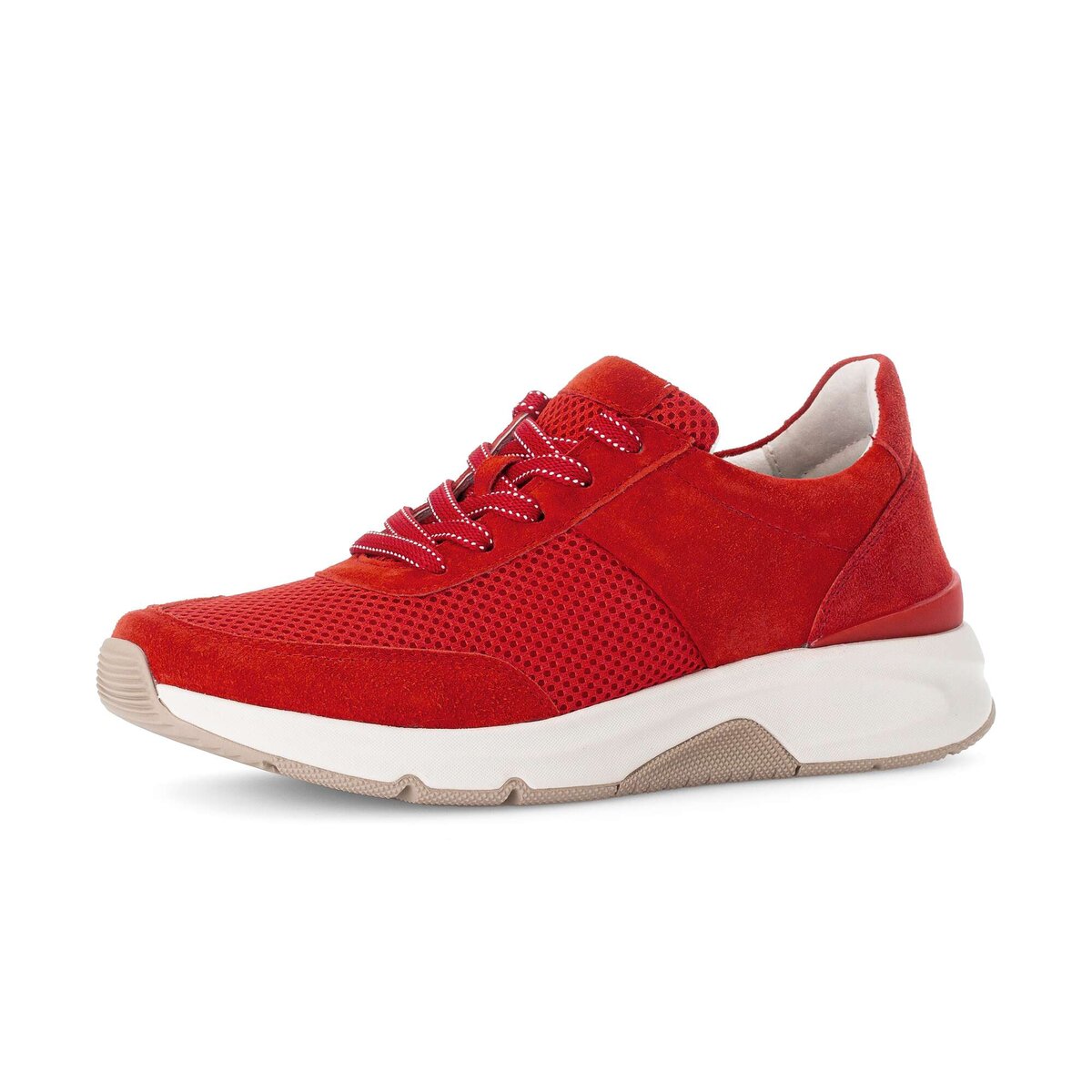 Sneaker GABOR "Sneaker low Materialmix Leder/Lederimitat", Damen, Gr. 39, rot, Schuhe Sneaker