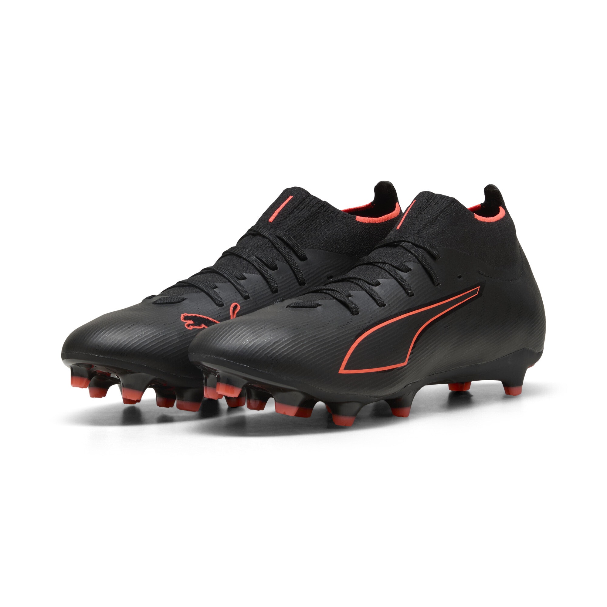 Fußballschuh PUMA "ULTRA 6 MATCH+ FG/AG Fußballschuhe Erwachsene", Damen, Gr. 39, schwarz rot, Obermaterial: Textil, Synthetik; Futter: Textil, Synthetik; Innensohle: Textil; Laufsohle: Synthetik, Schuhe Fußballschuh