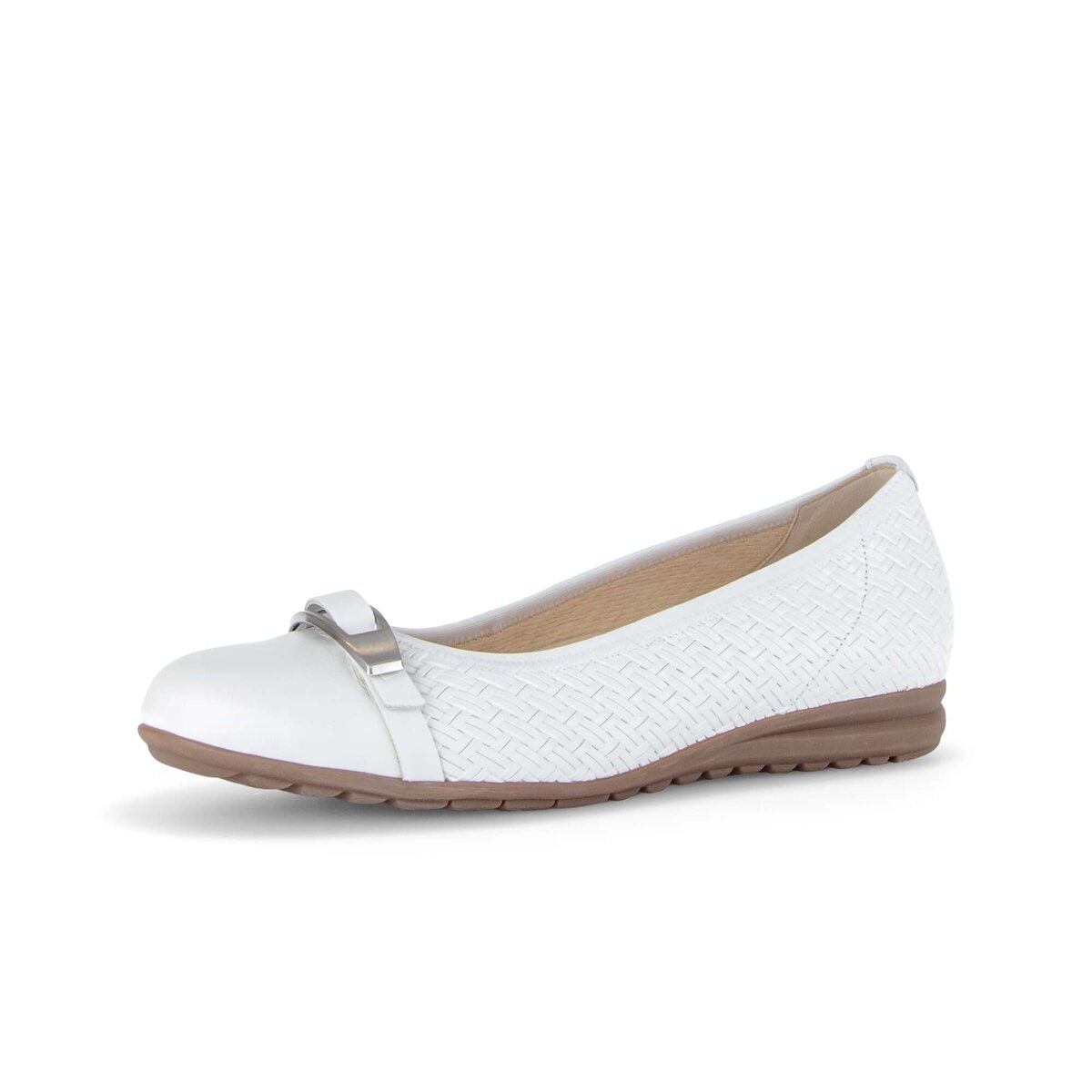 Ballerina GABOR "Eleganter Ballerina Glattleder", Damen, Gr. 41, weiß, Schuhe Ballerina
