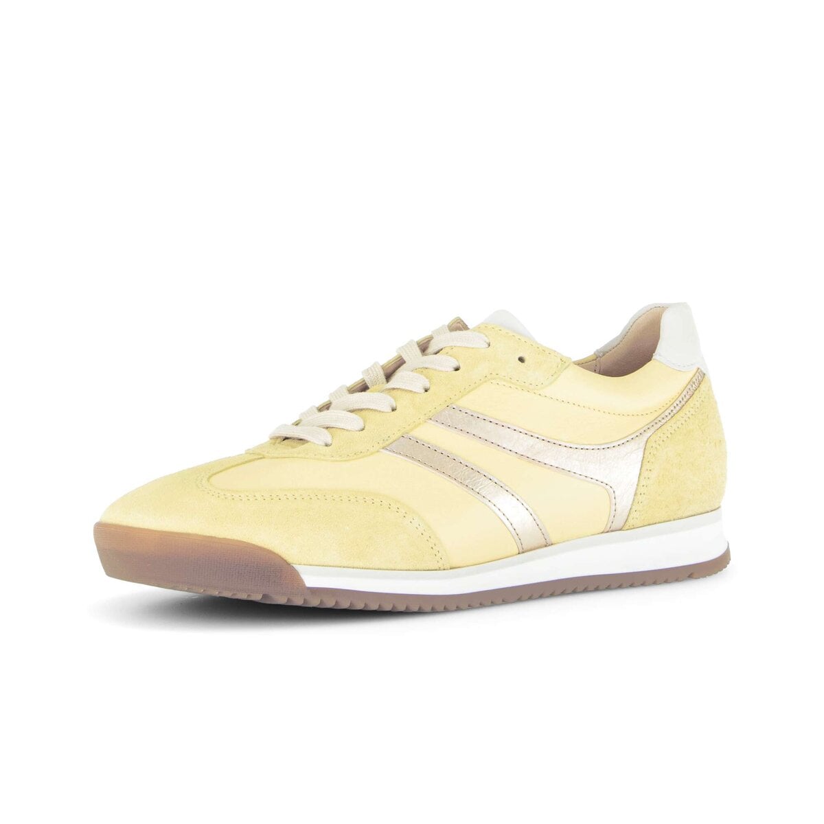 Sneaker GABOR "Sneaker low Materialmix Leder", Damen, Gr. 35,5, gelb, Schuhe Sneaker