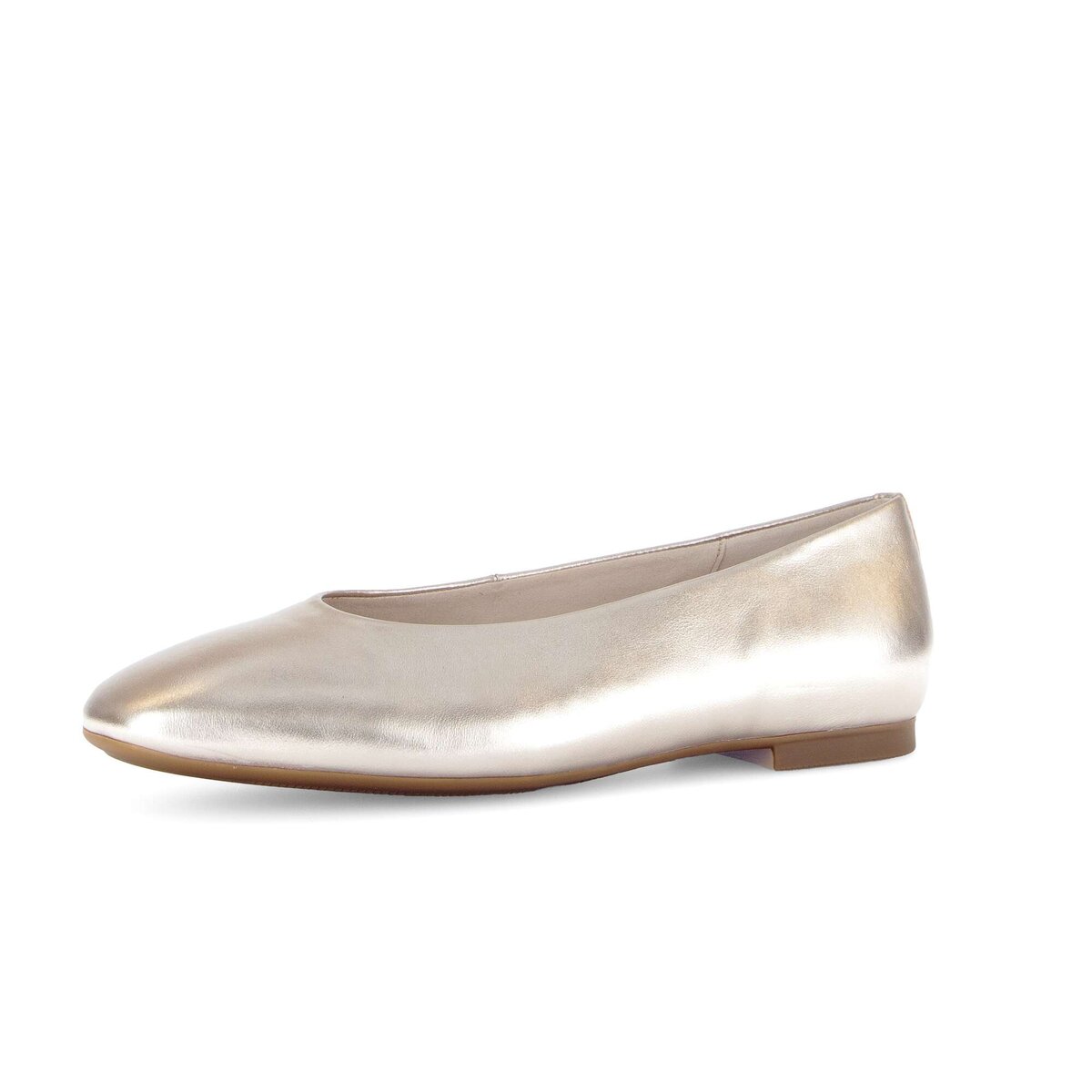 Ballerina GABOR "Eleganter Ballerina Effektleder", Damen, Gr. 37,5, gold, Schuhe Ballerina