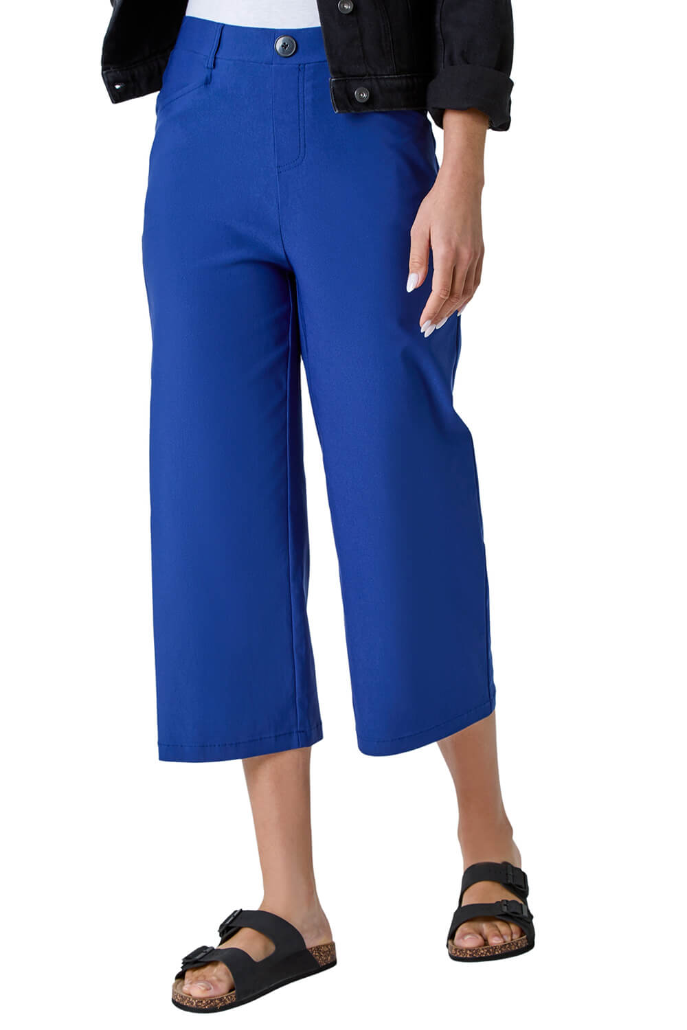 Roman Womens Cropped Stretch Culotte - Blue - Size 16 UK | Roman Sale | Discount Designer Brands