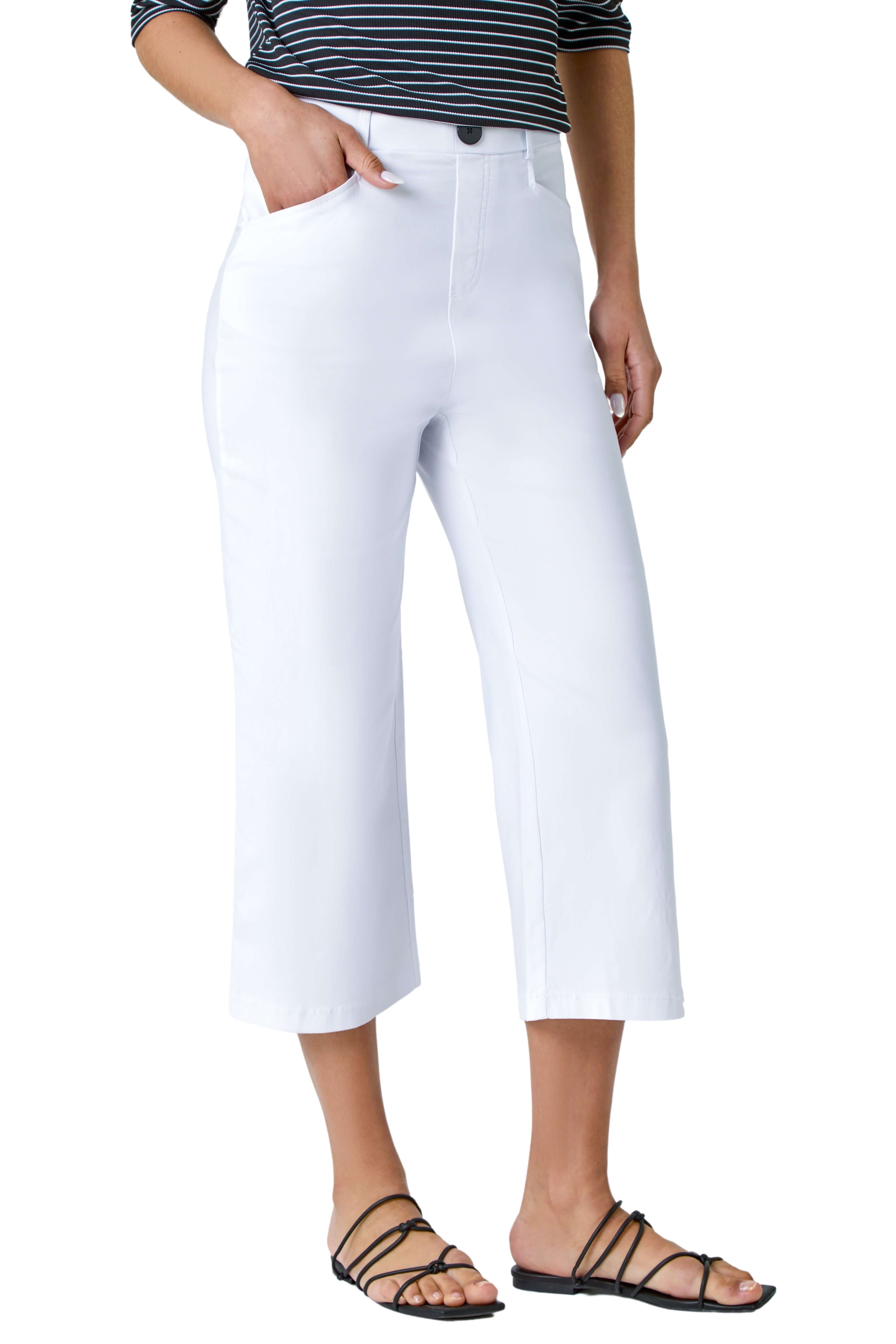Roman Womens Cropped Stretch Culotte - White - Size 18 UK | Roman Sale | Discount Designer Brands