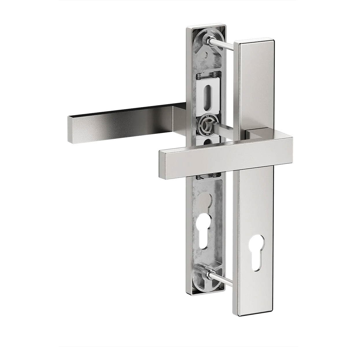 MS Beschläge Schmalrahmen-Türdrücker Edelstahl-Optik - 92mm Alu Langschild Dr/Dr 71-86mm Image