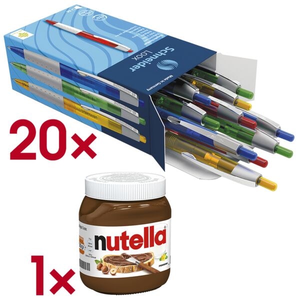 Schneider 20er-Pack Kugelschreiber »Loox« 1355 inkl. Nougatcreme »nutella« 450g farbig sortiert Image