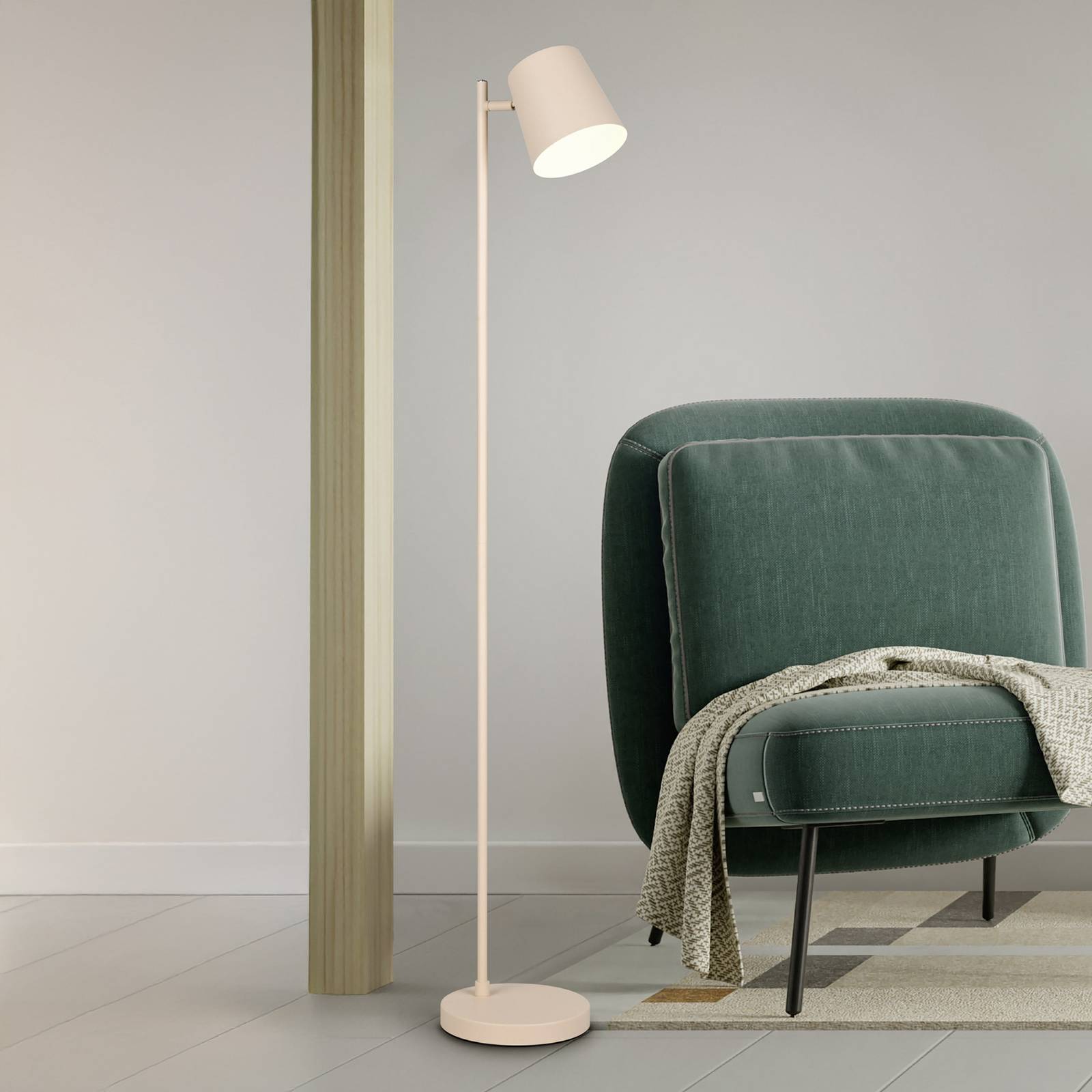 Reality Leuchten LED Stehlampe Blake, dimmbar, creme / amber, für Wohn- / Esszimmer, Metall, LED Stehlampe