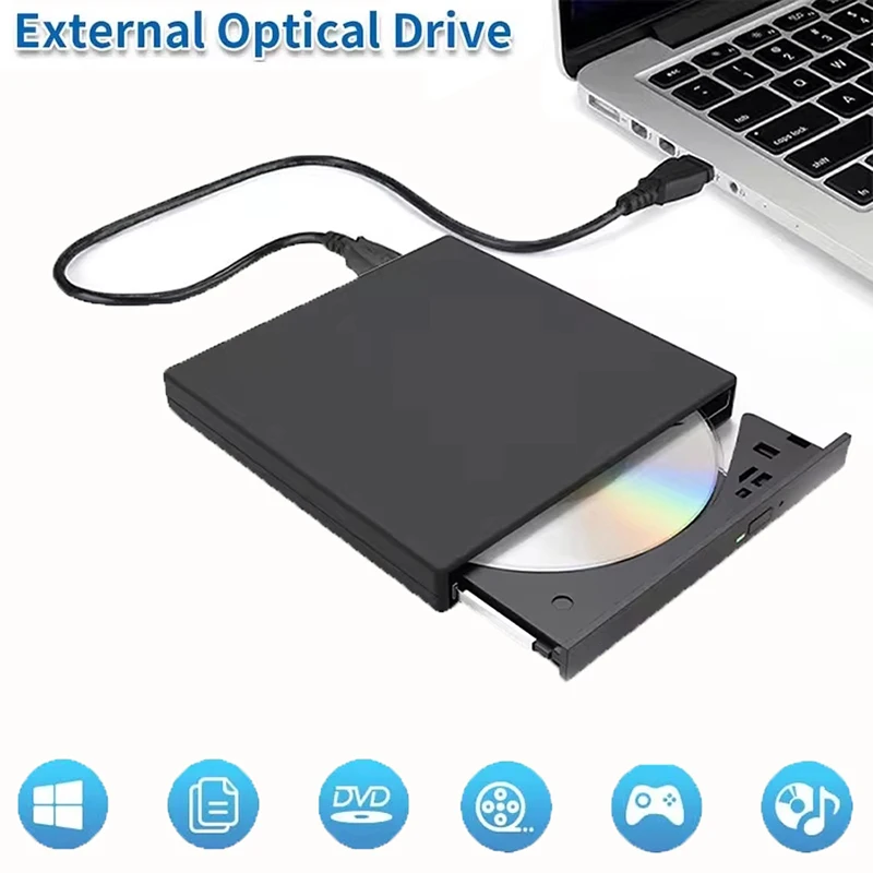 Lecteur CD DVD externe USB lecteur CD/DVD/CD-RW lecteur de disque externe USB CD-ROM DVD-ROM optique pour ordinateurs portables ordinateur de bureau graveur DVD