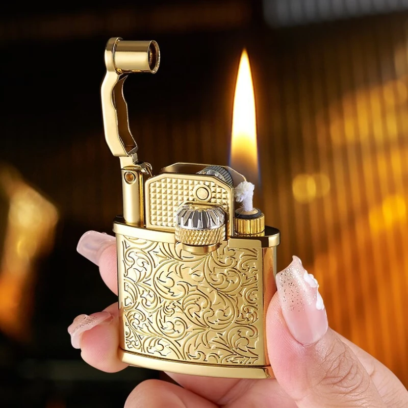 Gear Linkage geprägtes Retro-Feuerzeug, kreatives und modisches Geschenkfeuerzeug für Herren, exquisite Accessoires, Raucherzubehör Image