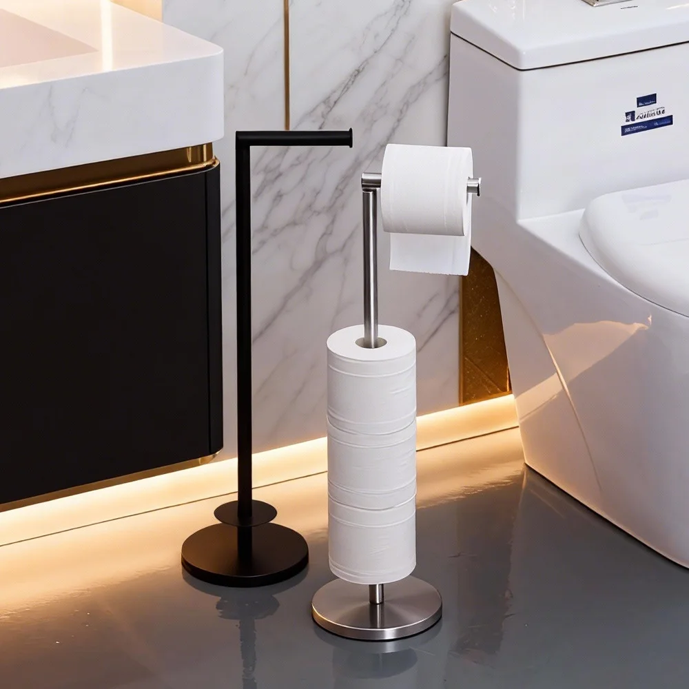 Premium-Toilettenpapierständer für Badezimmerböden – Taschentuchhalter aus Edelstahl mit Stauraum für die Organisation von Toilettenpapierrollen Image