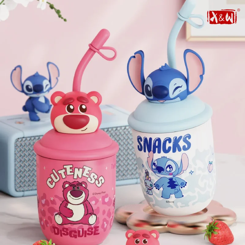 X&W Disney Thermobecher, isolierter Kaffeebecher, Nick Judy Thermosbecher, 316 Edelstahl, Cartoon-isolierter Becher mit Strohhalm Image